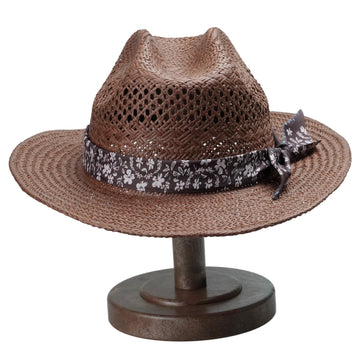 Cattleman Fedora - Dark Brown with Custom Flower Strap