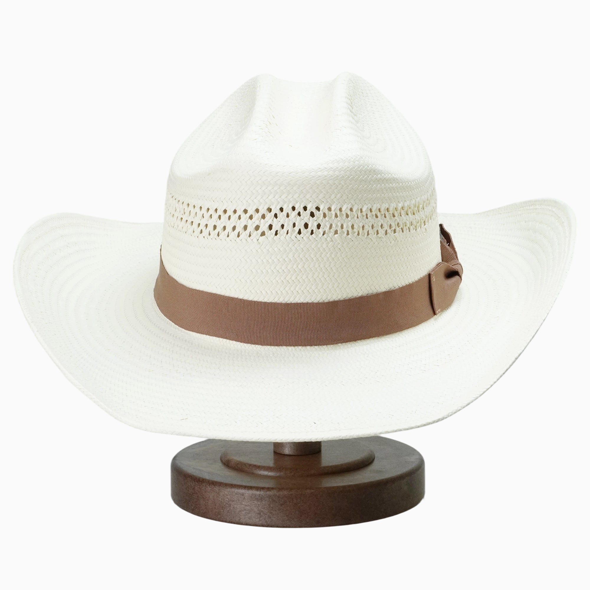 Off-White Breathable Straw Fedora with Brown Ribbon Band & Bow