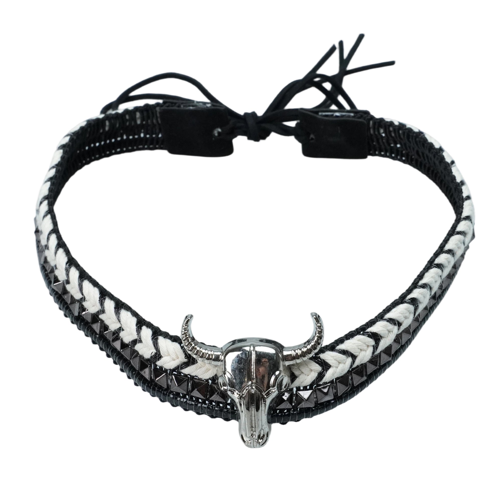 WOVEN BULL HEAD METAL HAT BAND
