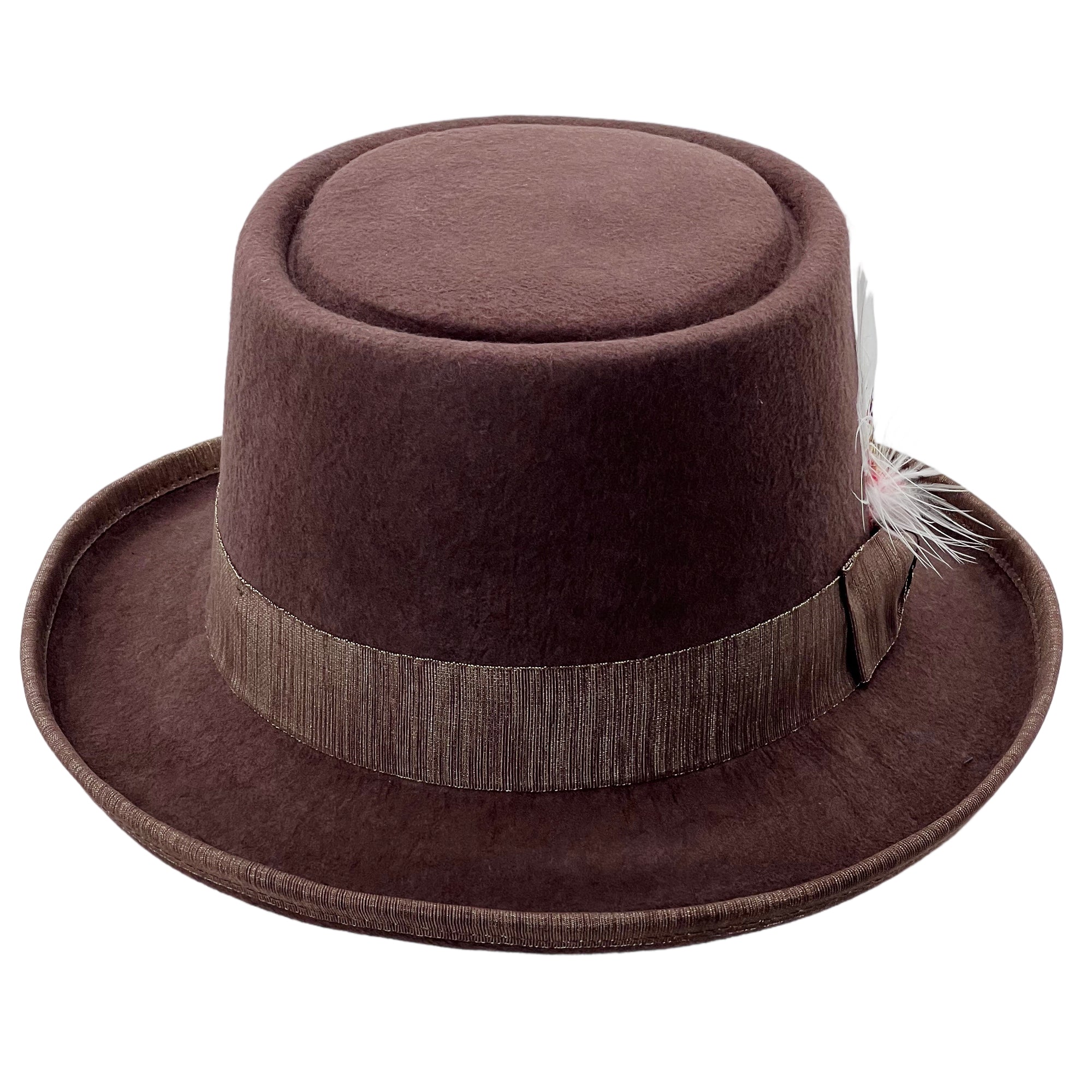 Deep Brown Round-Crown – Vintage Feather Detail