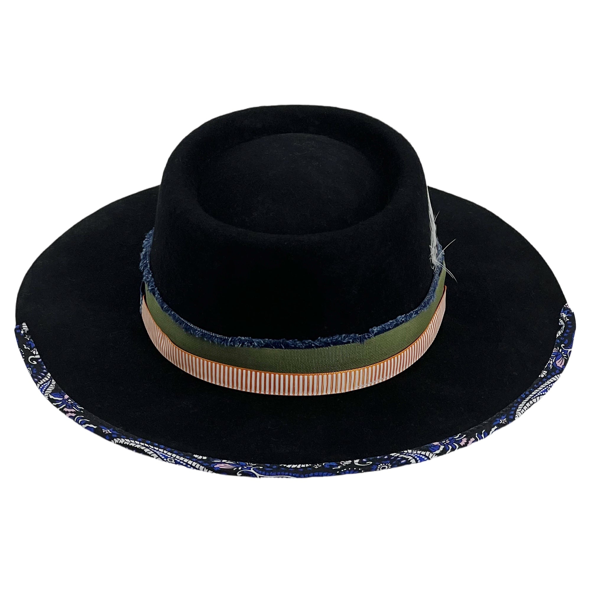 Handcrafted Distressed Fedora with Ribbon Accents