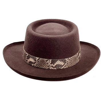 Brown Gambler Hat – Patterned Band