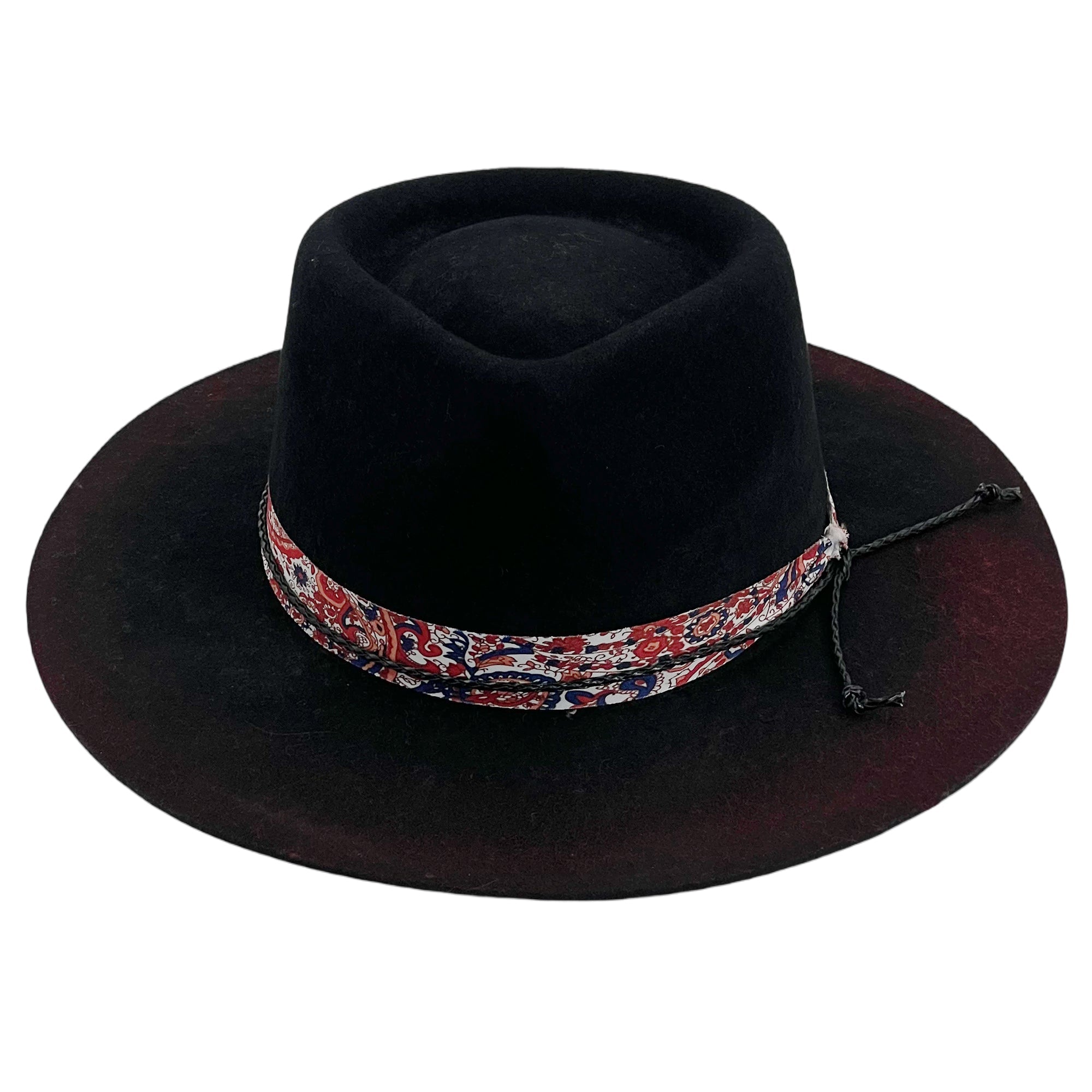 Hand-Distressed Fedora with Patterned Band
