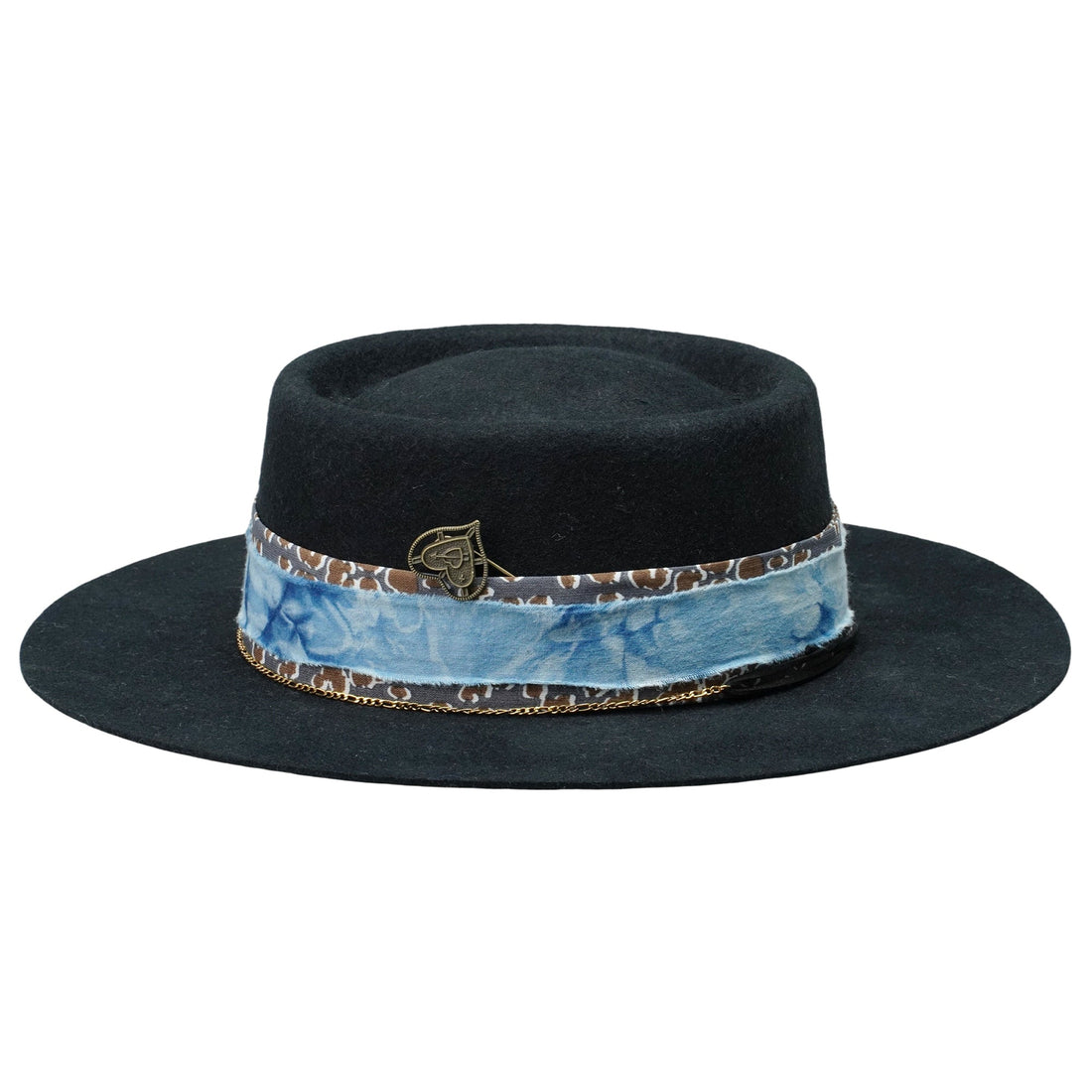 Gambler Hat with Tie-Dyed Band & Metal Accents