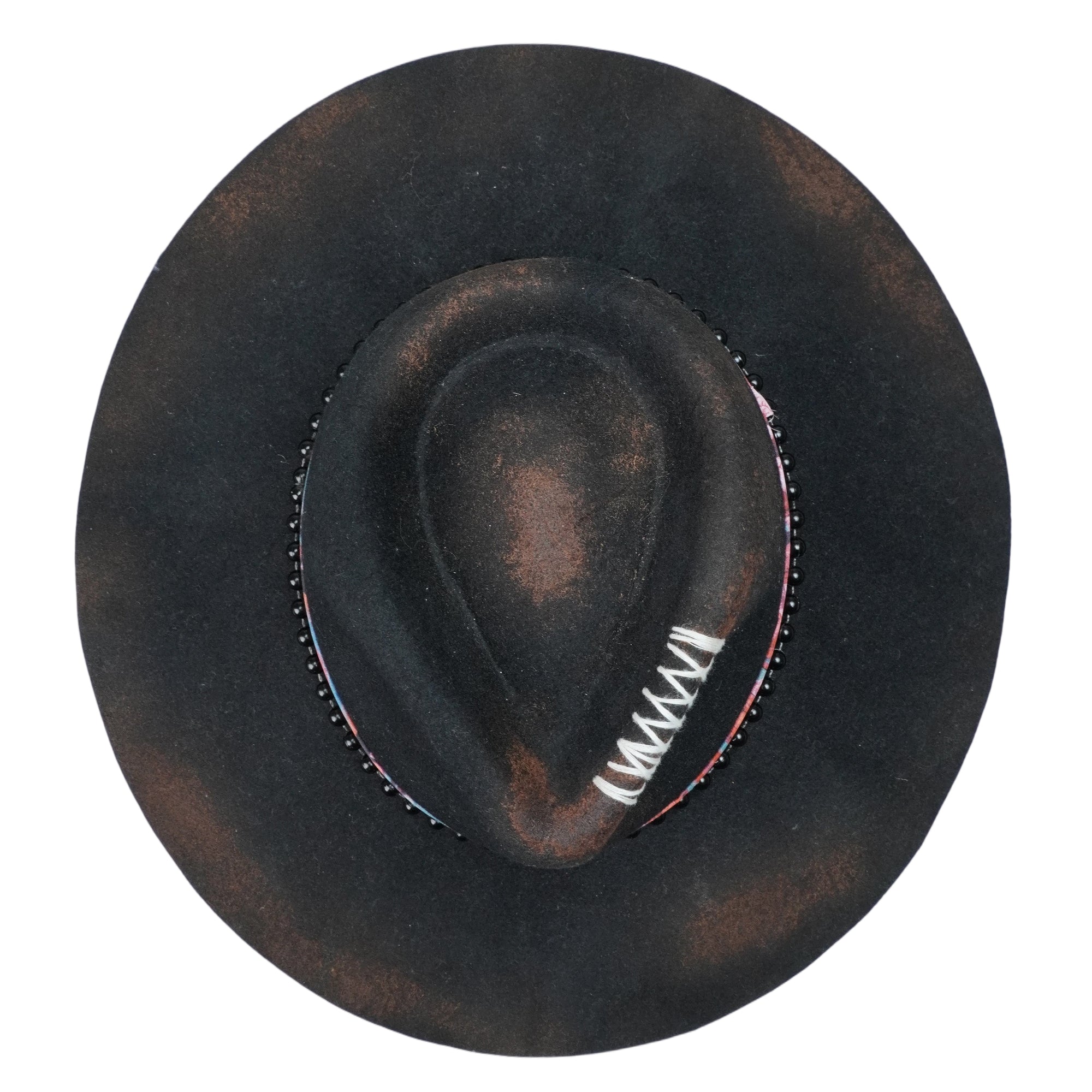 Artisanal Felt Hat – Black, Burnt, Hand-Stitched
