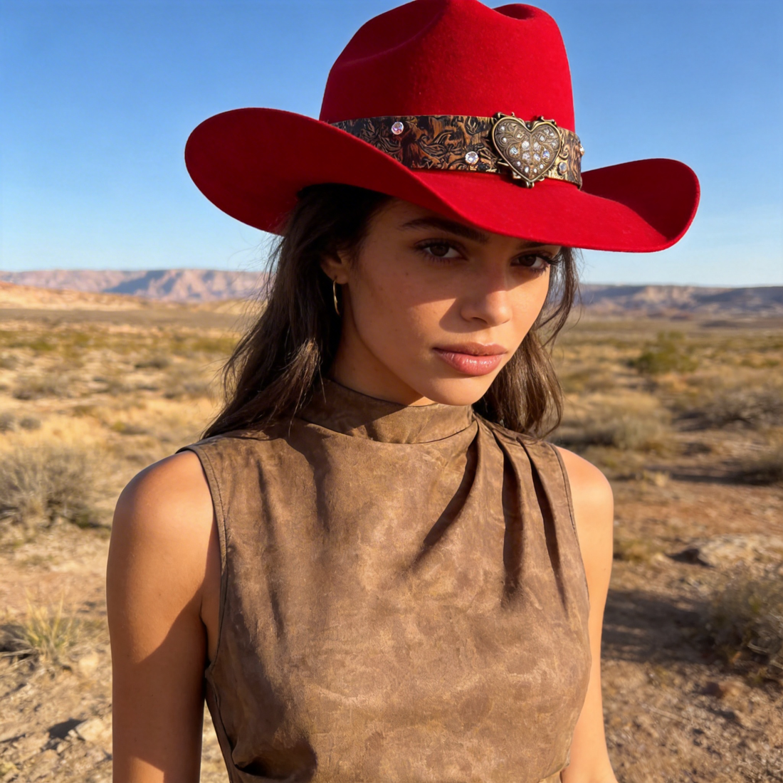Bold Red Western – Cowgirl Heart Detail