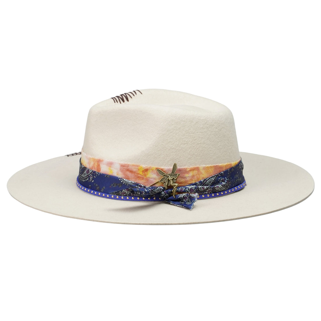Elegant Off-White Hat with Delicate Metal Accent