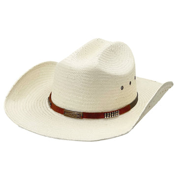 Straw Hat with Vintage Metal & Side Vents