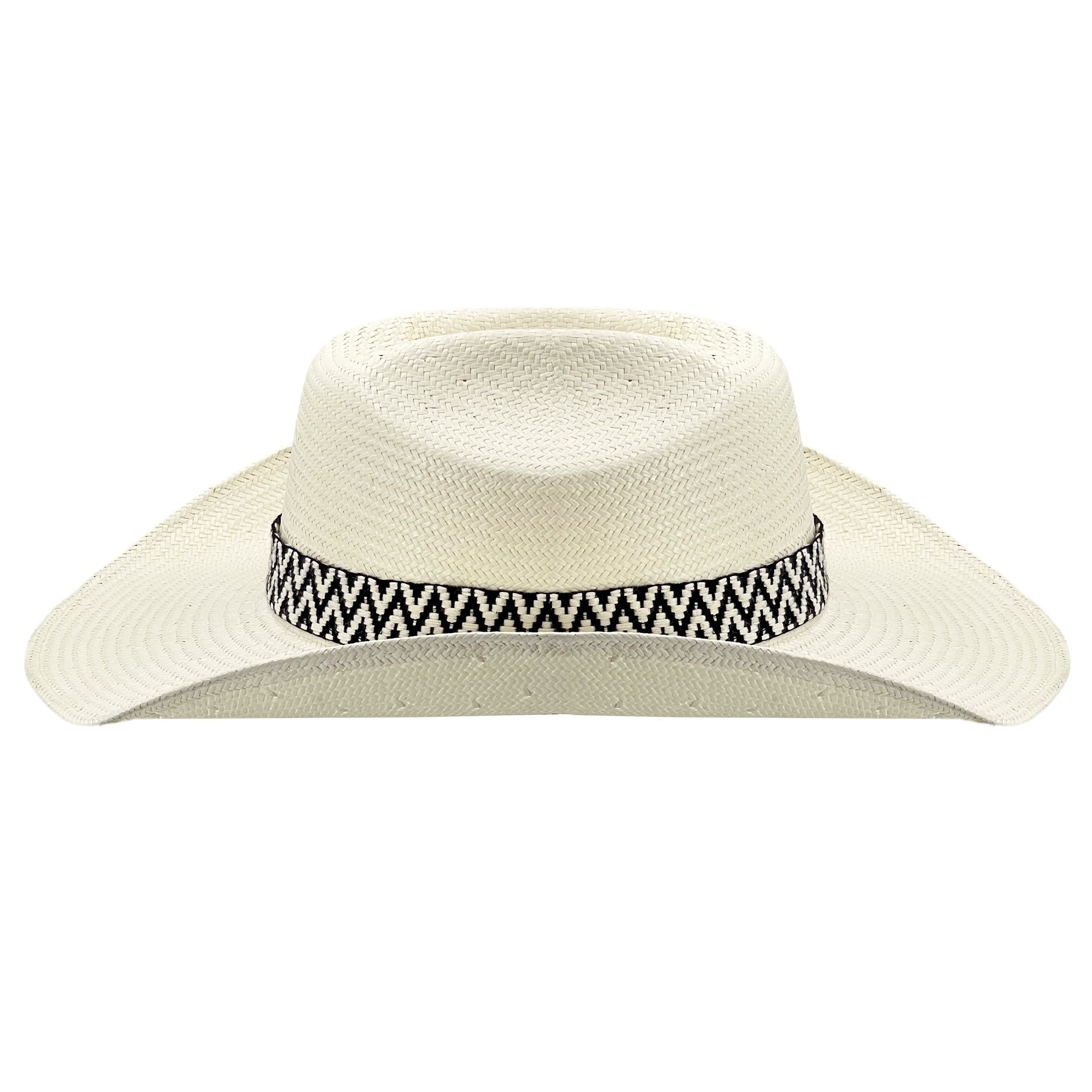 Straw Hat – Half Taco Brim, B&W Woven Band