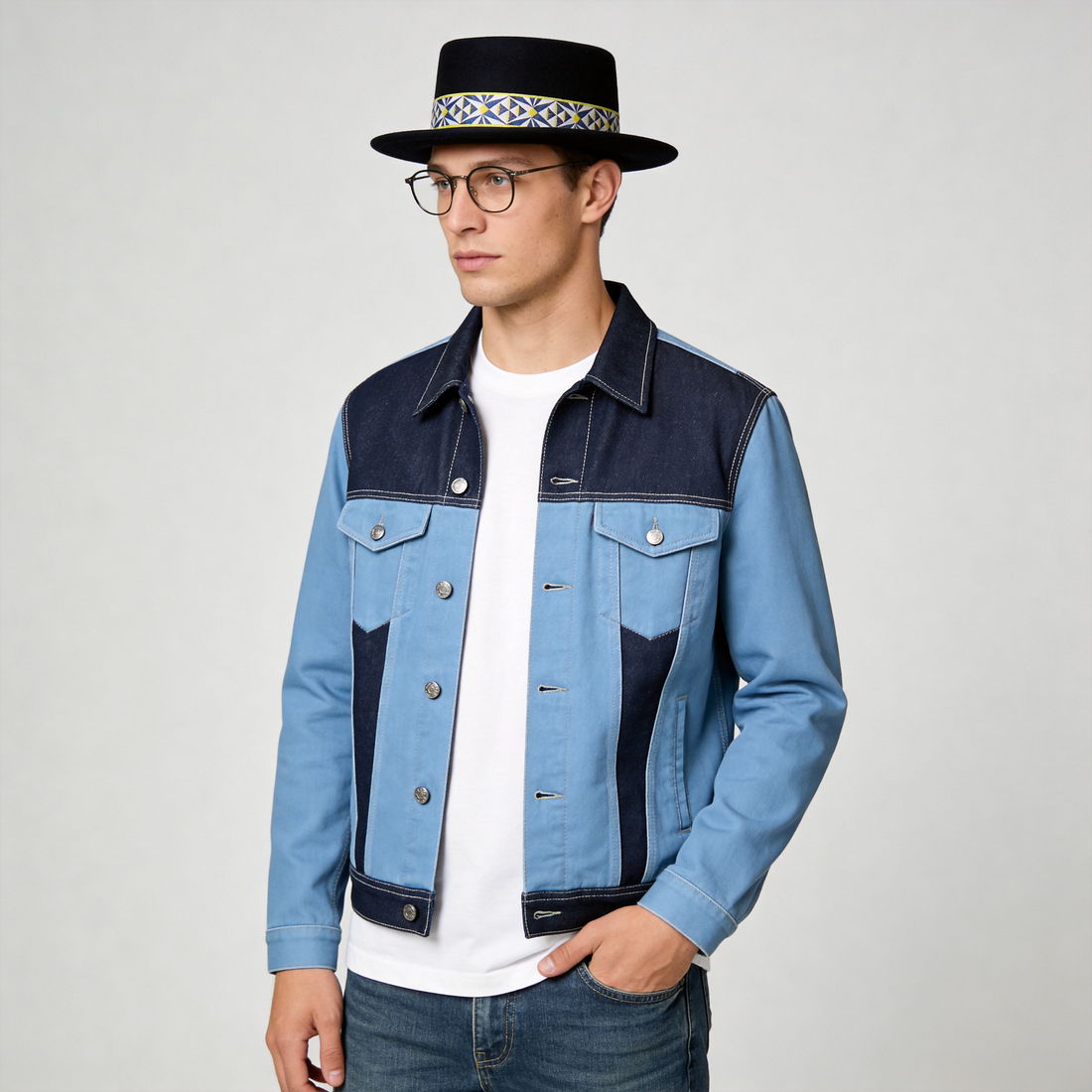 Black Gambler Hat – Printed Fabric Band