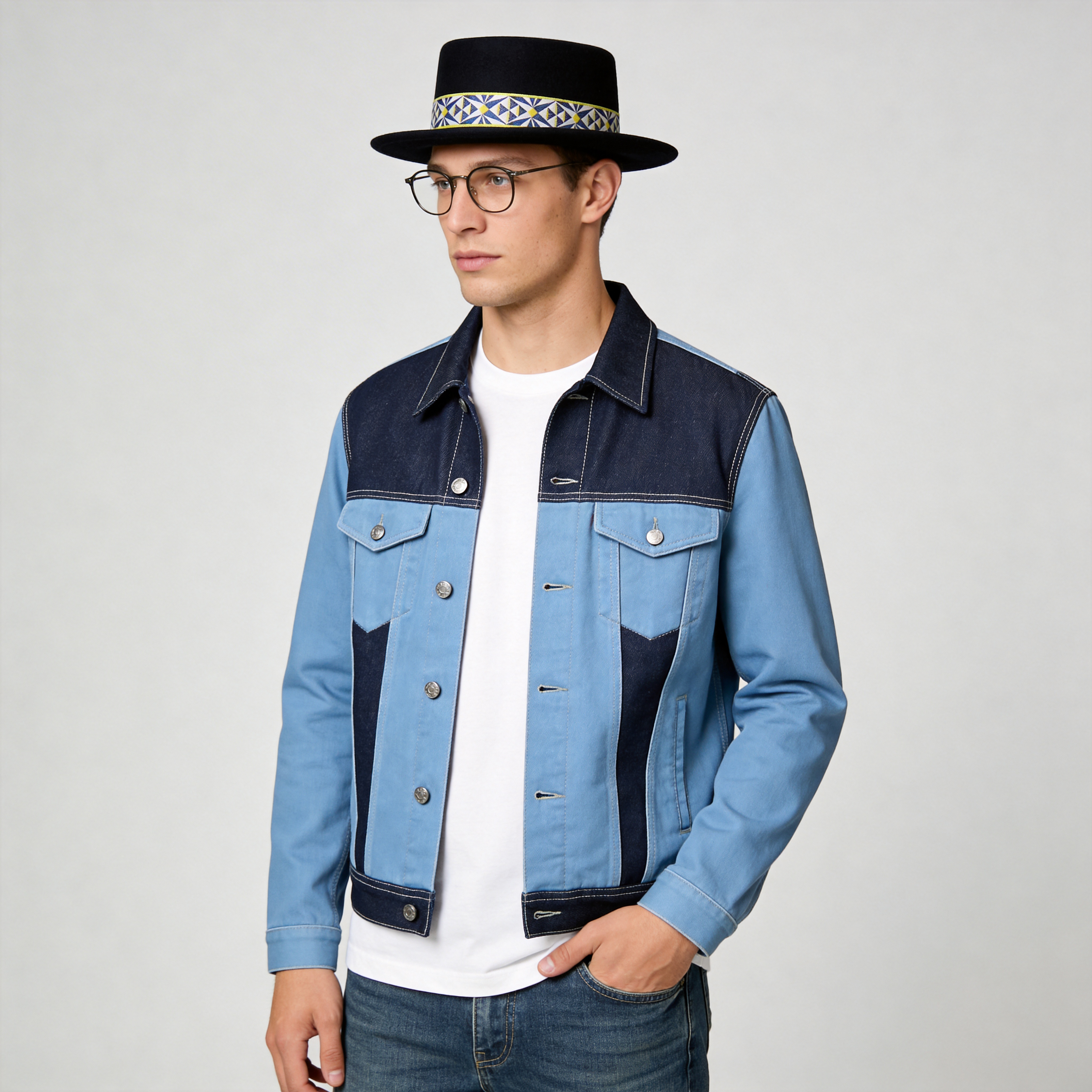 Black Gambler Hat – Printed Fabric Band
