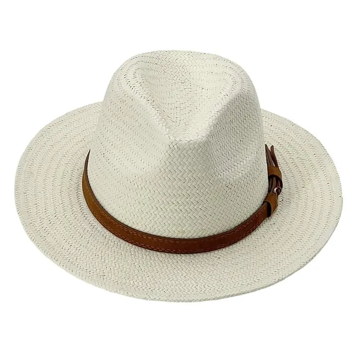 Classic Straw Hat – Crisp White, Slim Edge