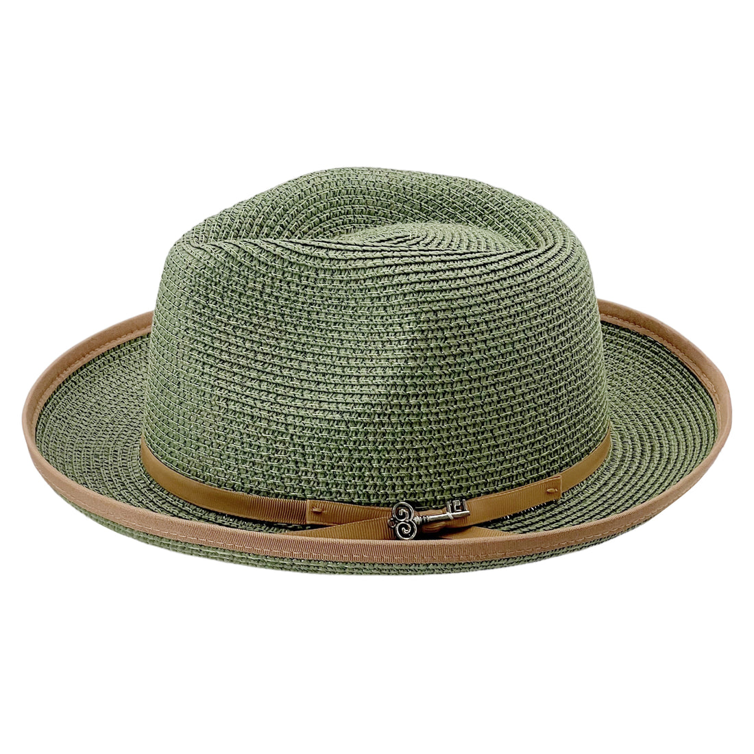 Classic Fedora Straw Hat – Soft Green Tone