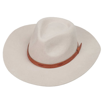 Cream Felt Fedora with Printed Leather Band