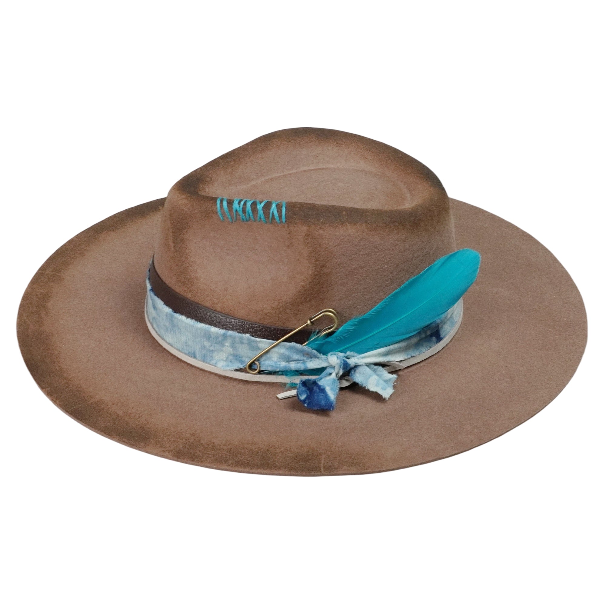Refined Felt Hat – Burnt Finish, Eclectic Band Accent