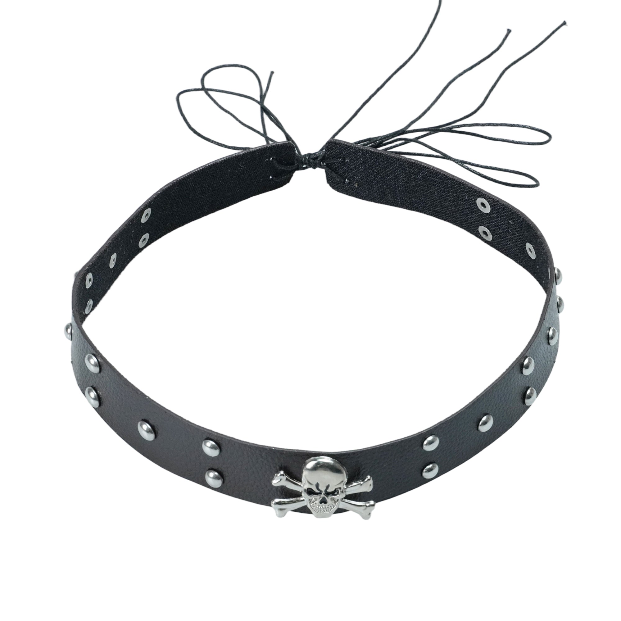 SILVER SKULL LEATHER HAT BAND