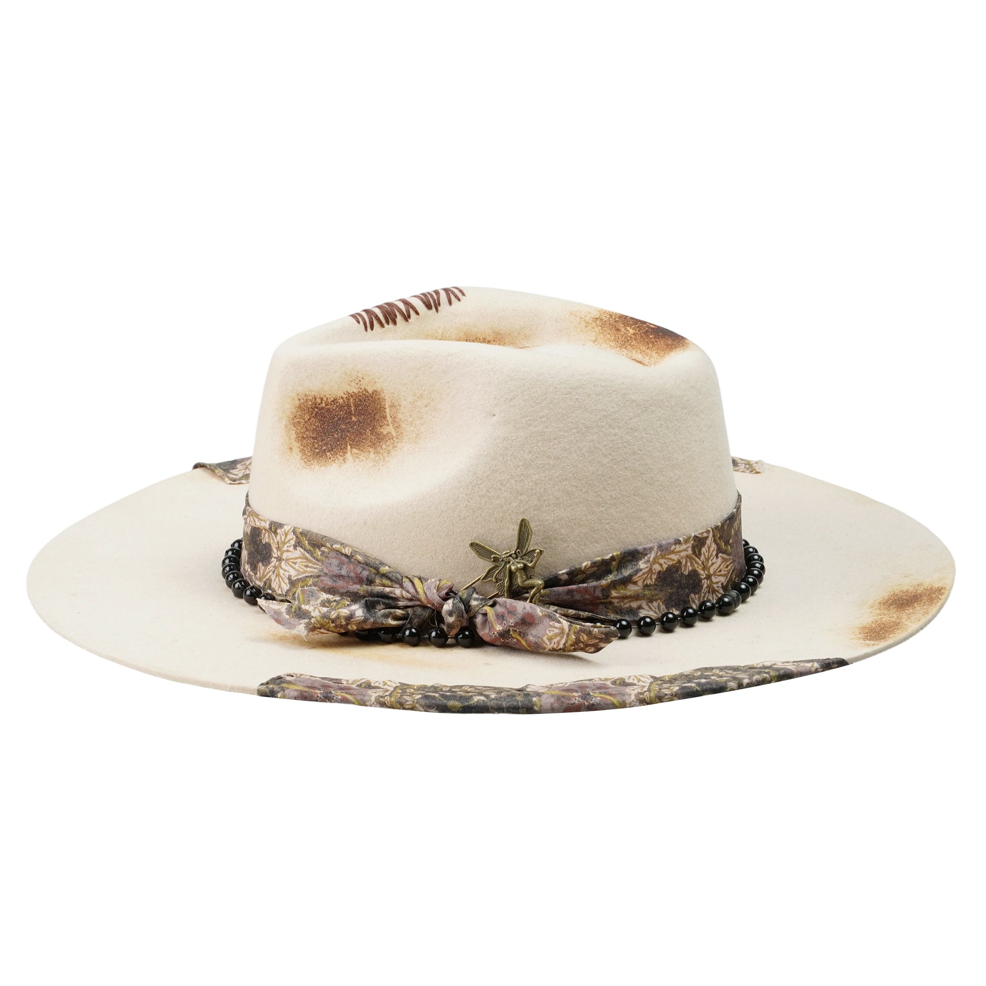 Hand-Burned Refined Felt Hat – Subtle Hue, Edgy Flame Marks