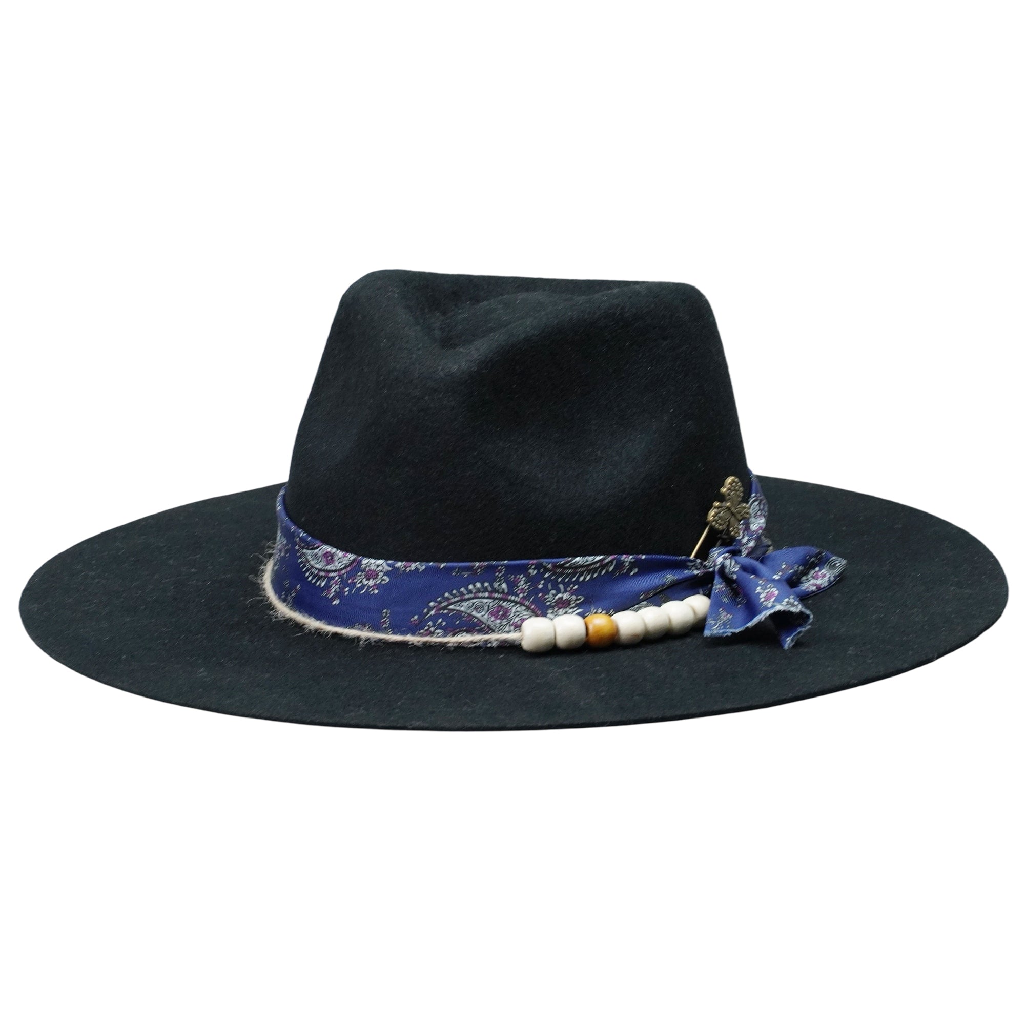 Statement Brim Hat: Beads, Metal, Ornate Fabric