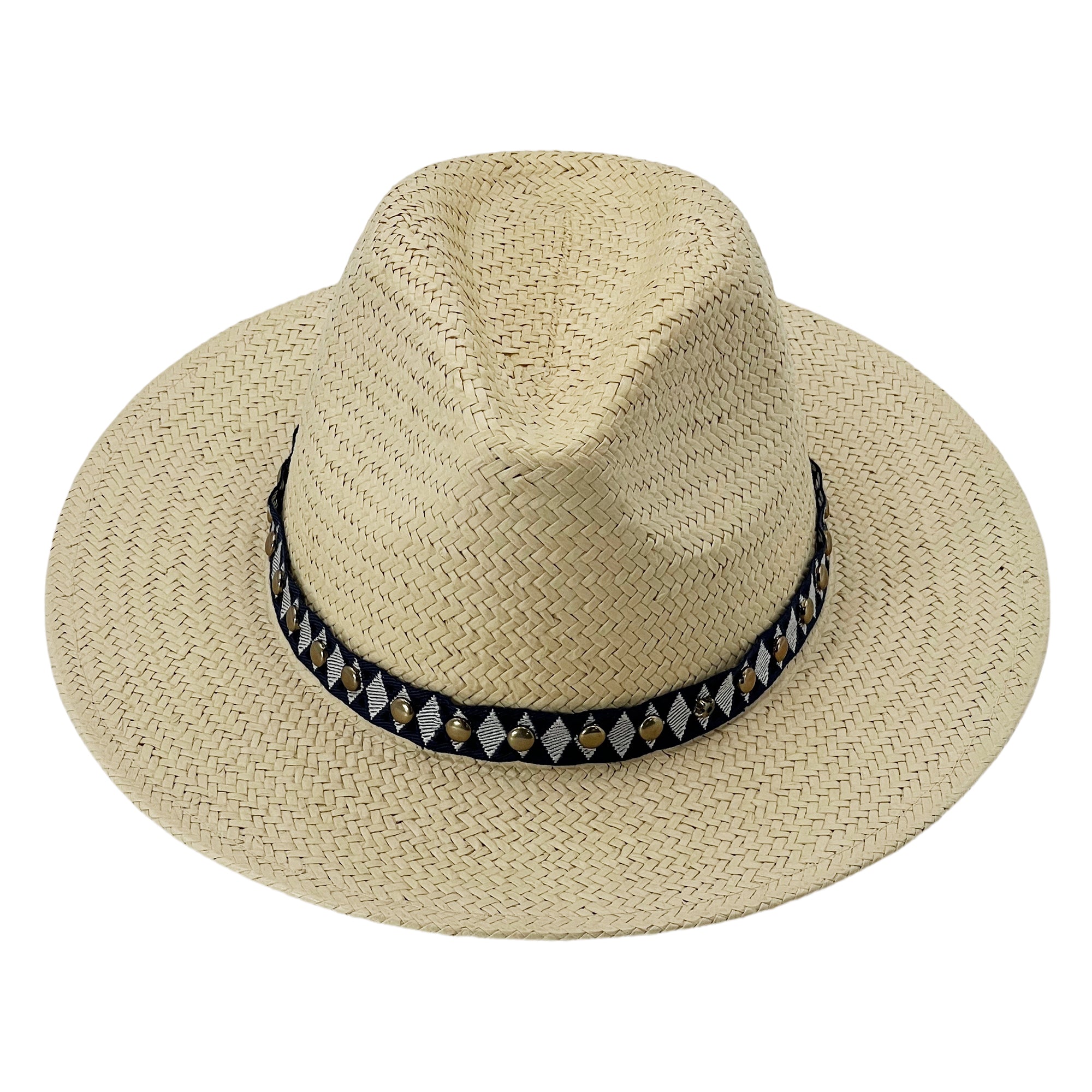 Beige Straw Hat – Woven Trim & Simple Clasp