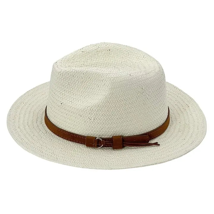Classic Straw Hat – Crisp White, Slim Edge