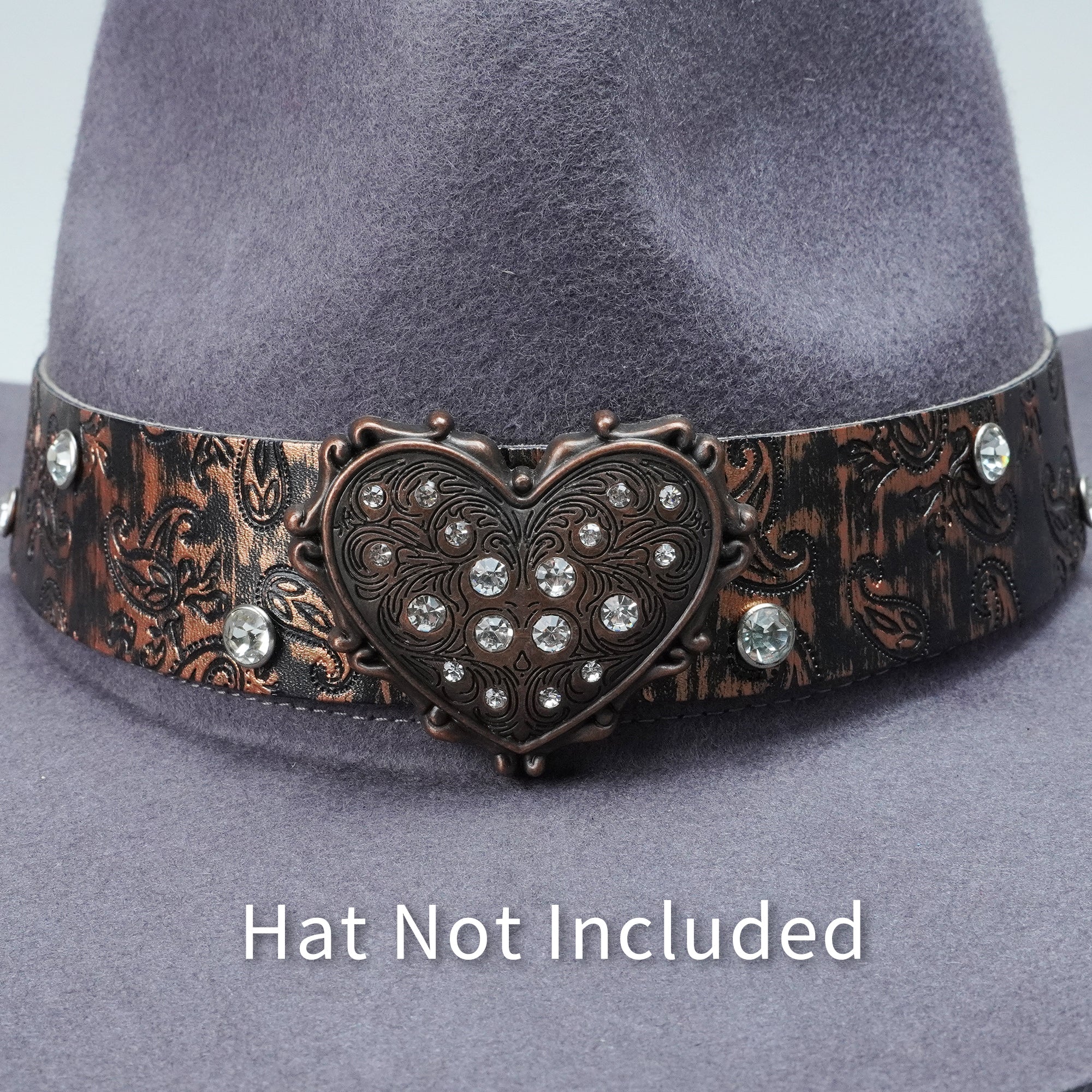 HEART METAL LEATHER HAT BAND