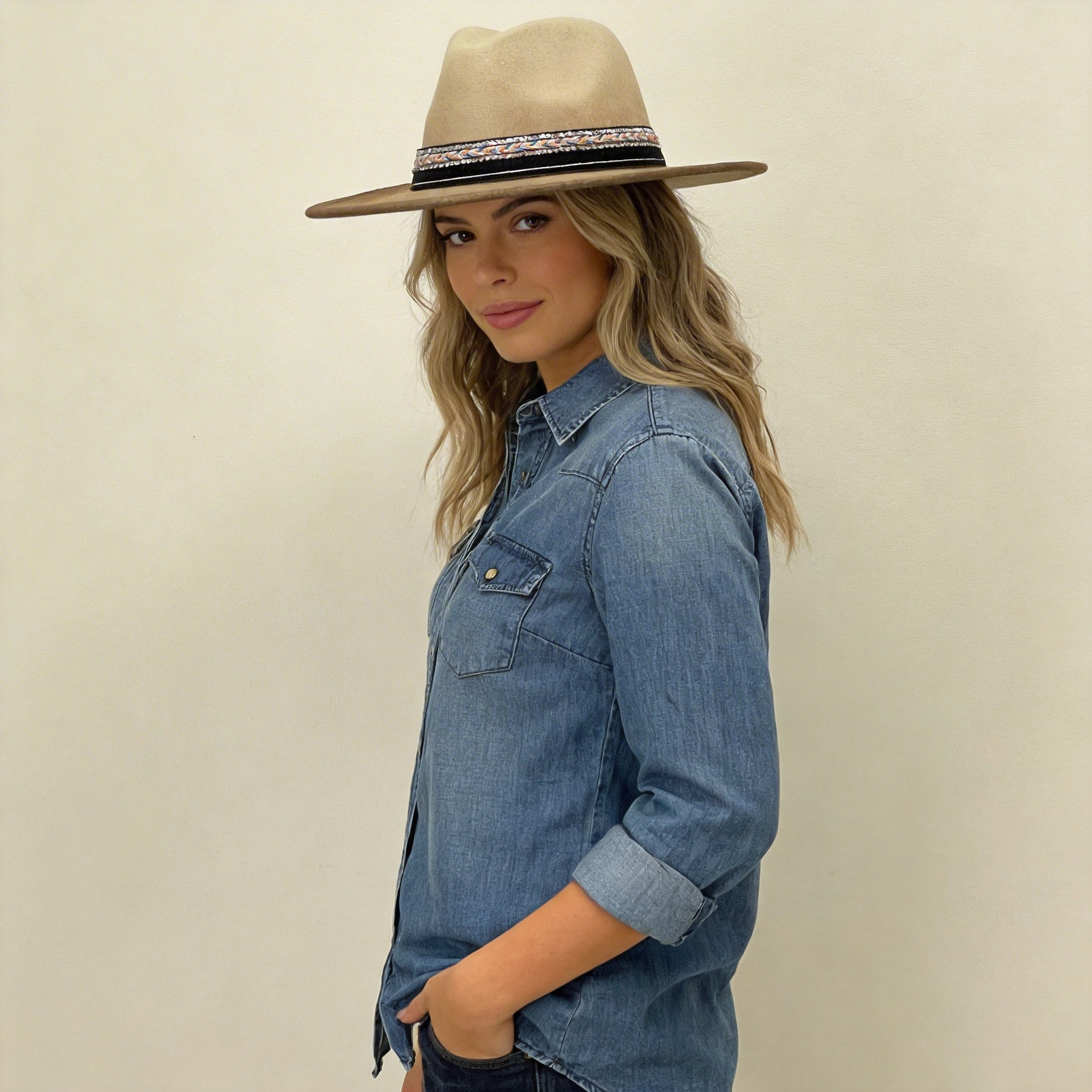 Gradient Felt Hat – Custom Fabric Trim