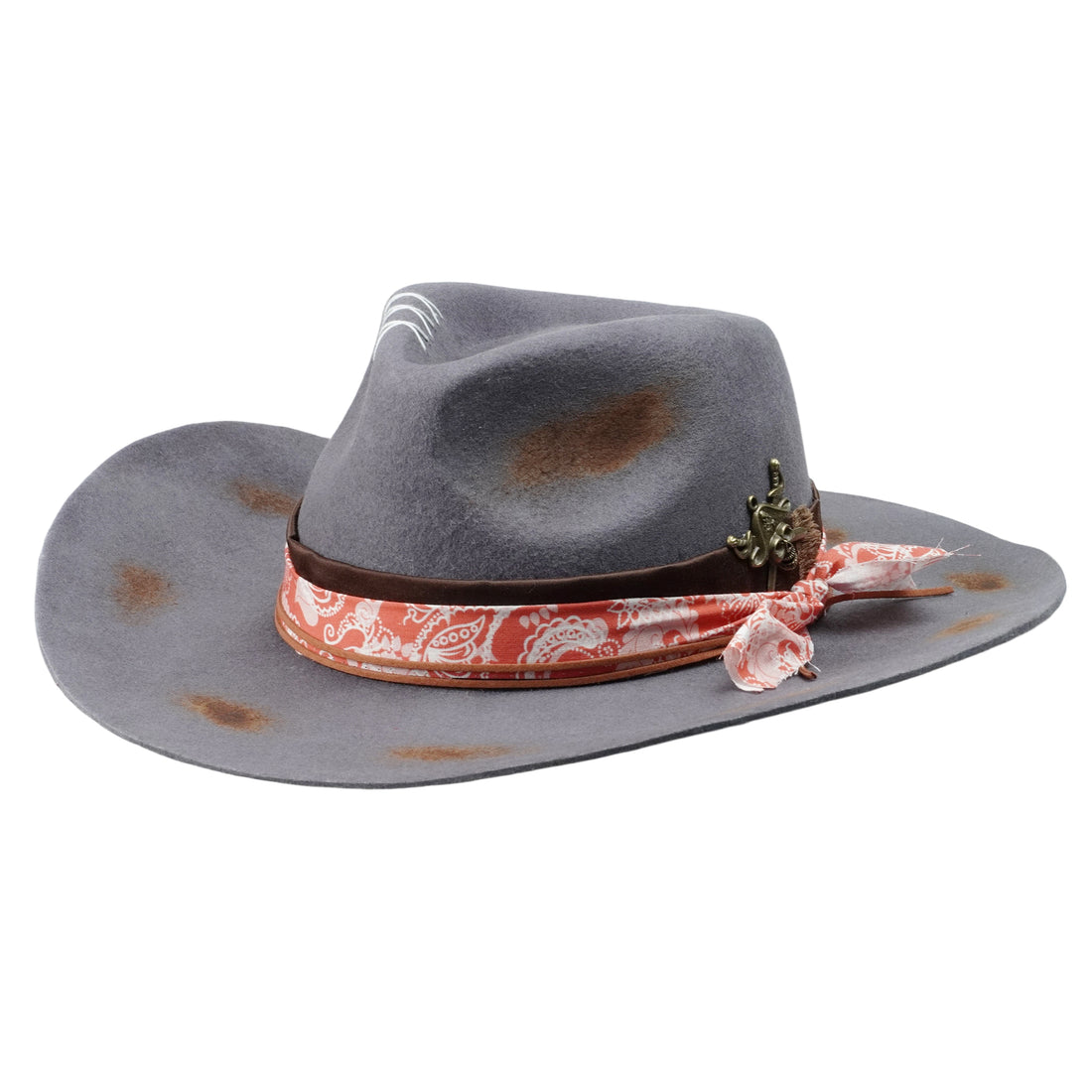 Hand-Burned Bold Felt Hat – Classic Felt, Eclectic Vintage Pin