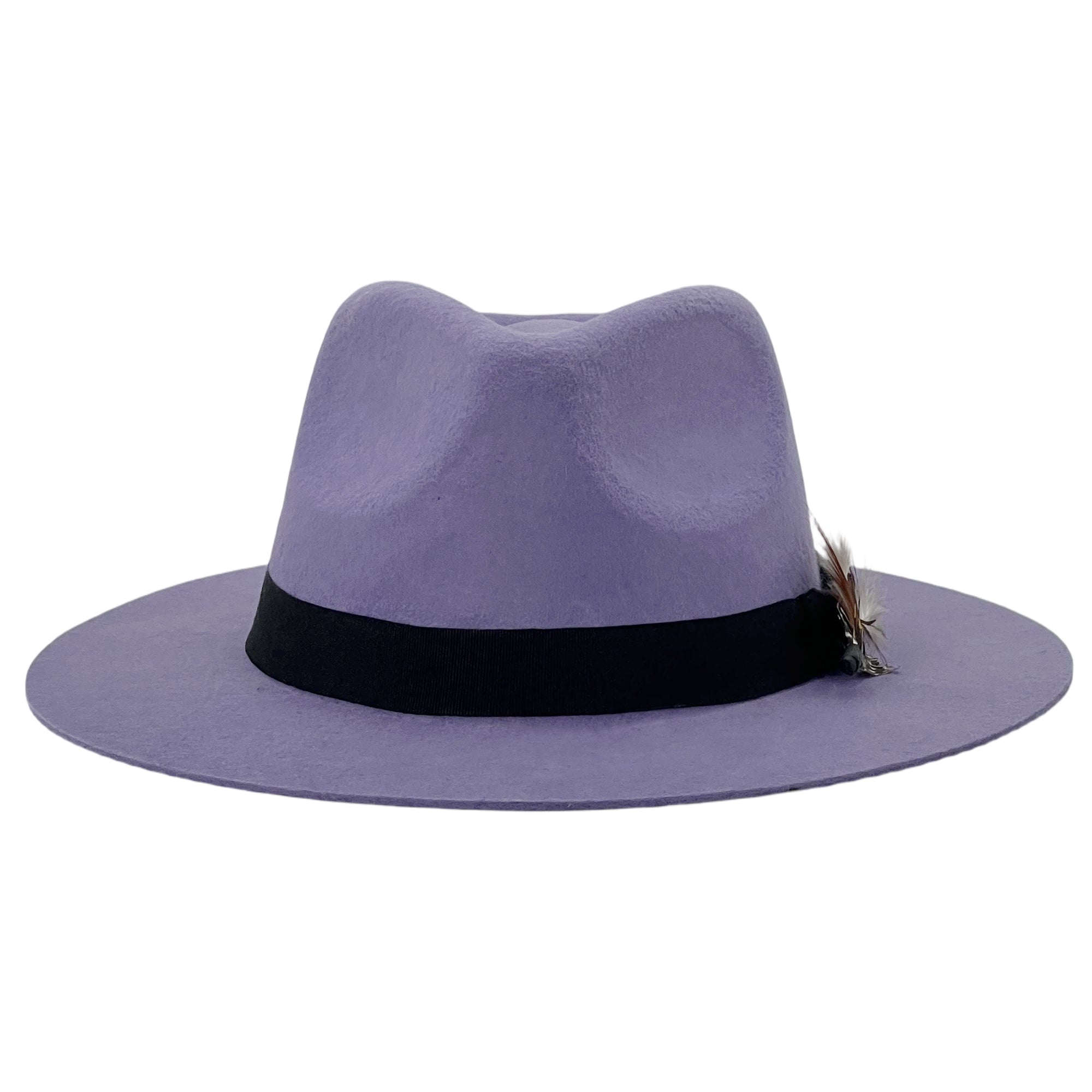 Violet Flat-Brim – Custom Feather Accent
