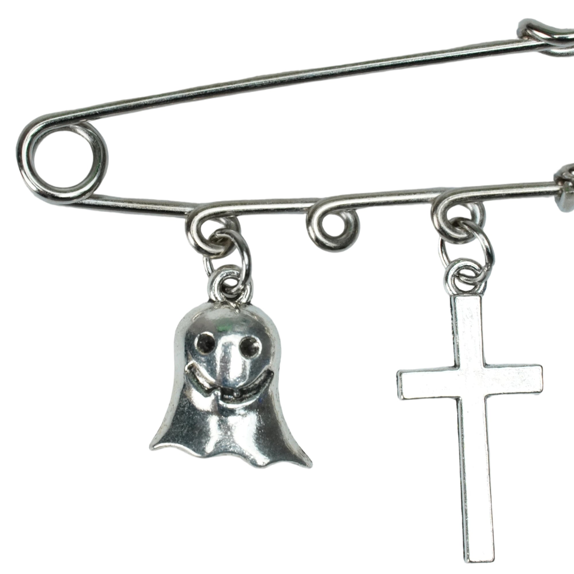 SILVER GHOST CROSS HAT PIN