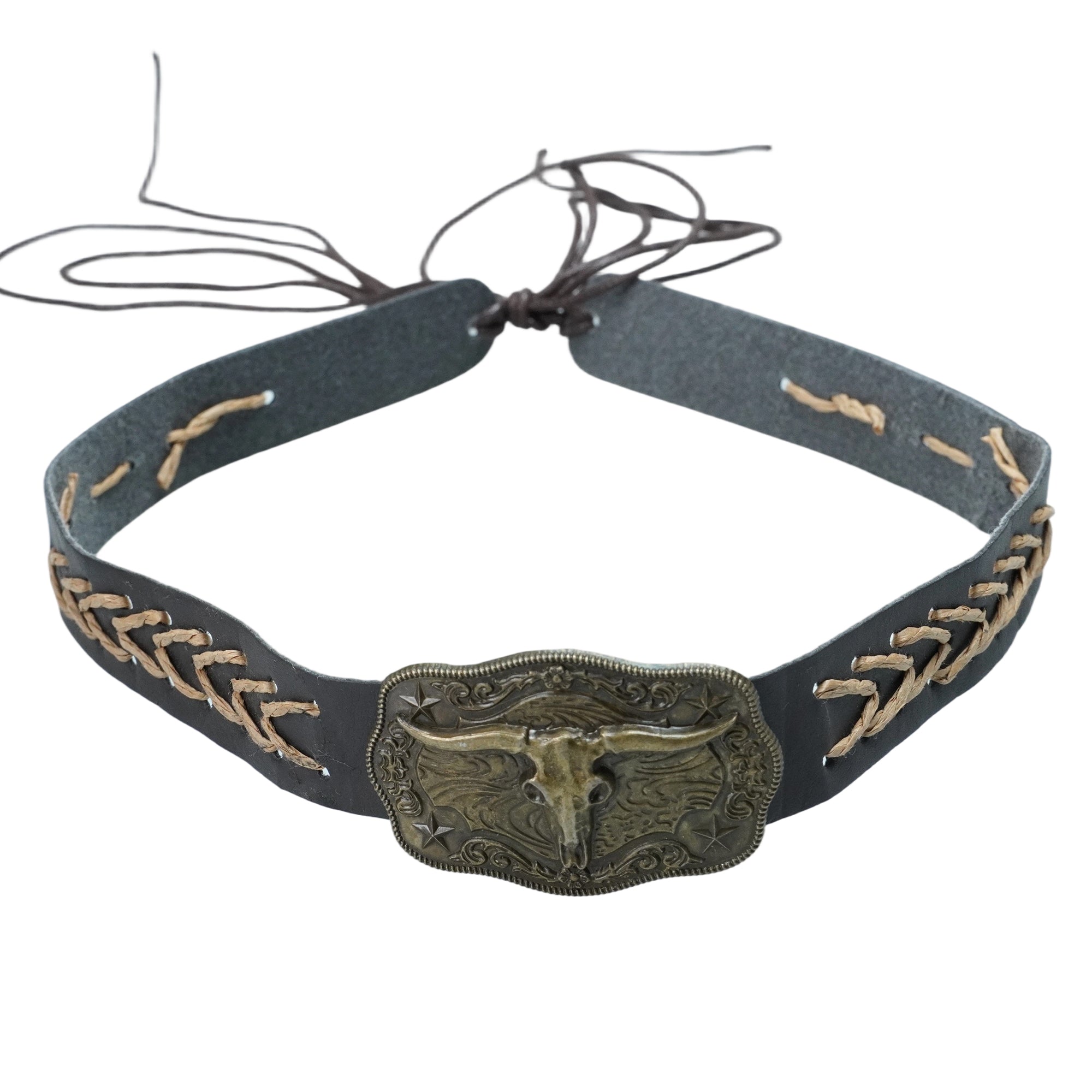 SHEEP HEAD METAL LEATHER HAT BAND