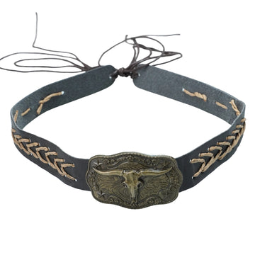 SHEEP HEAD METAL LEATHER HAT BAND