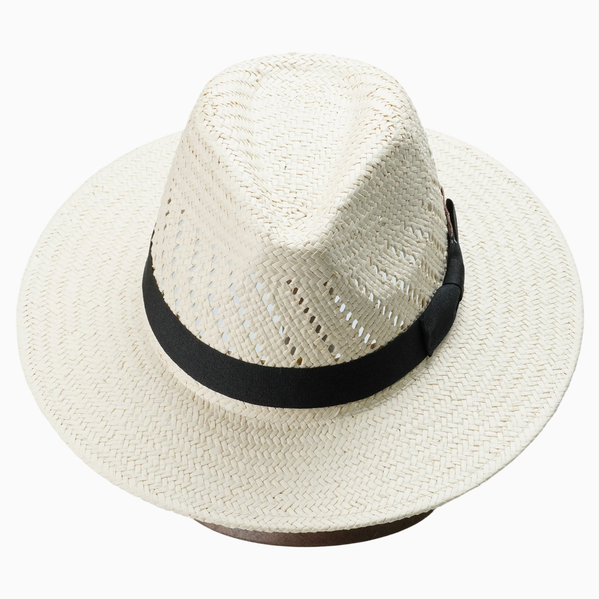 Beige Breathable Straw Fedora with Vibrant Geometric Hatband