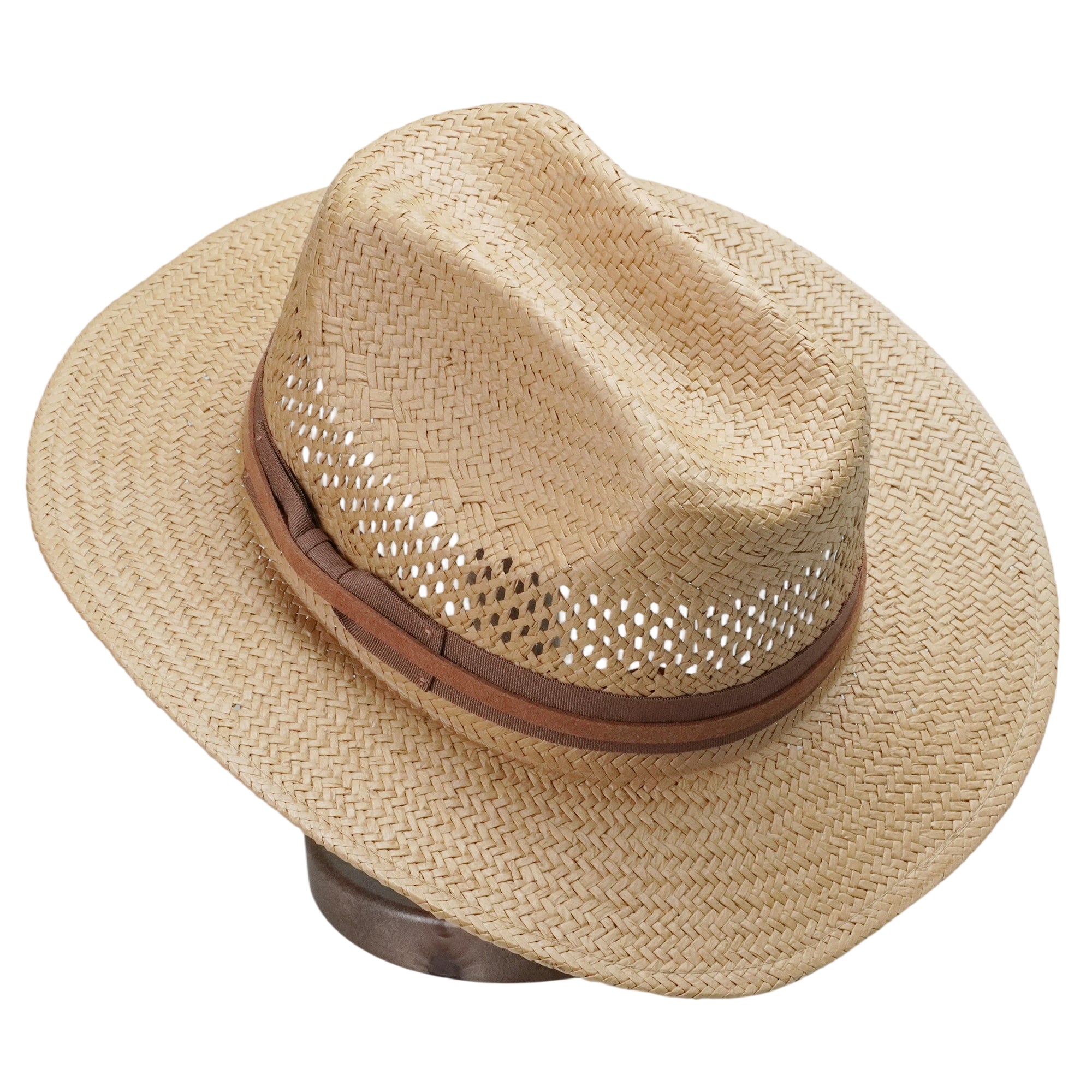 Natural Straw Hat with Simple Brown Bow & Thin Cord