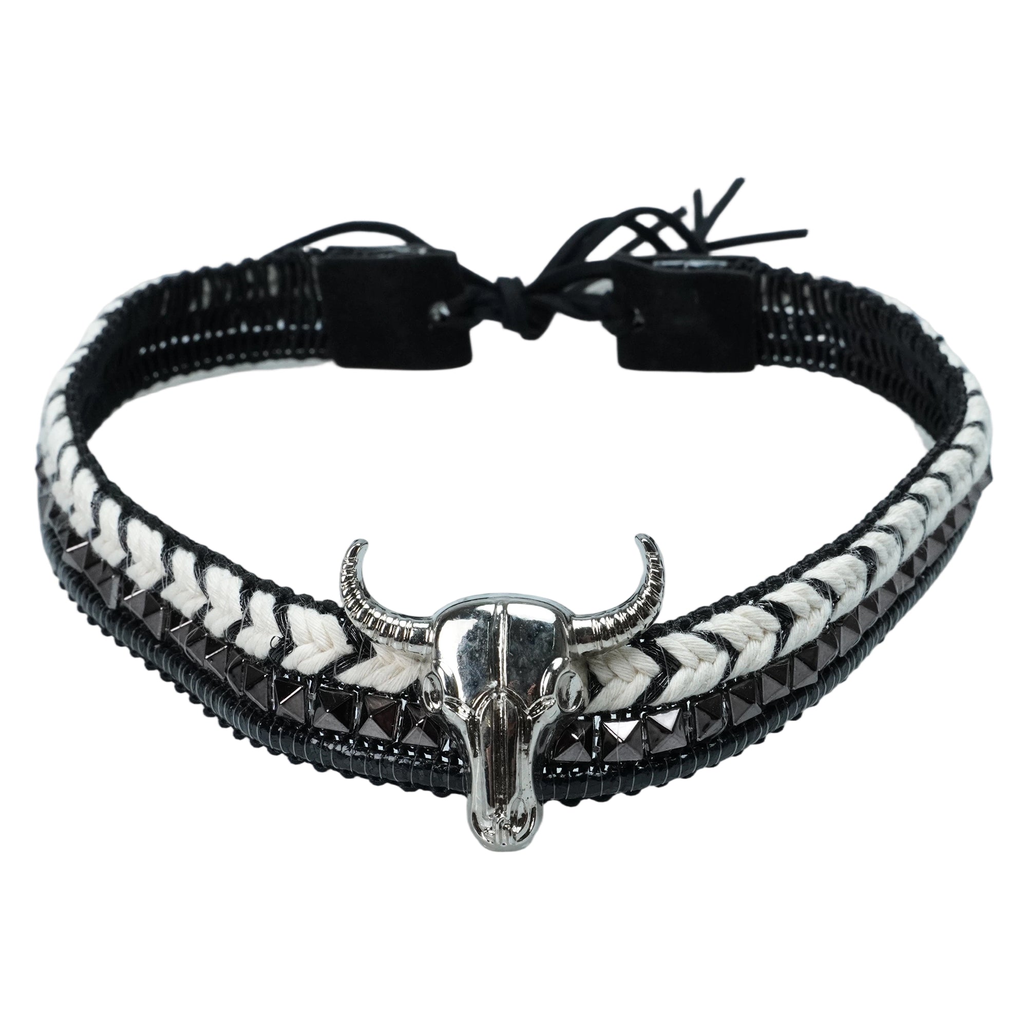 WOVEN BULL HEAD METAL HAT BAND