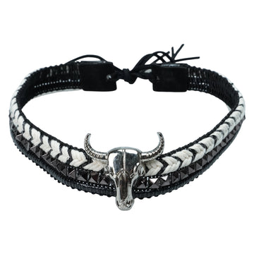 WOVEN BULL HEAD METAL HAT BAND