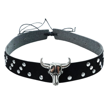 BULL HEAD METAL LEATHER HAT BAND