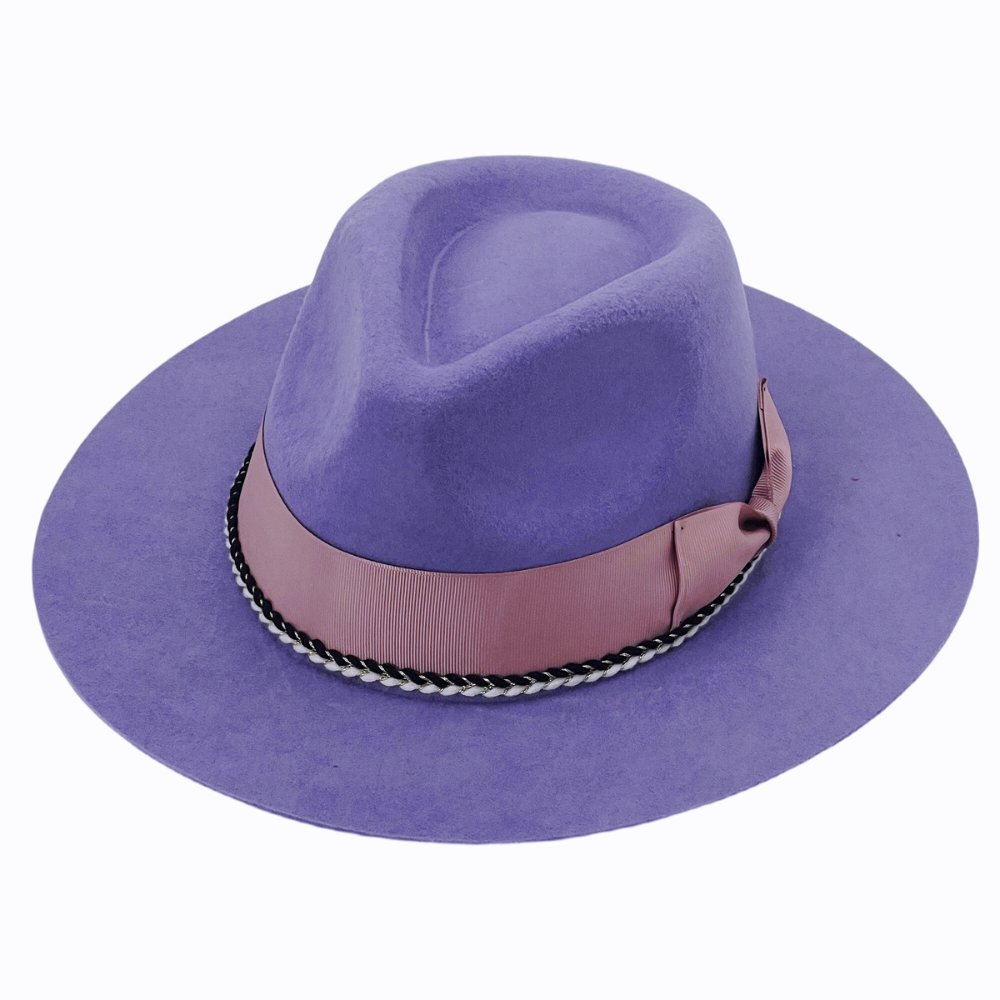 Purple Felt Hat – Romantic Bow & Textured Band