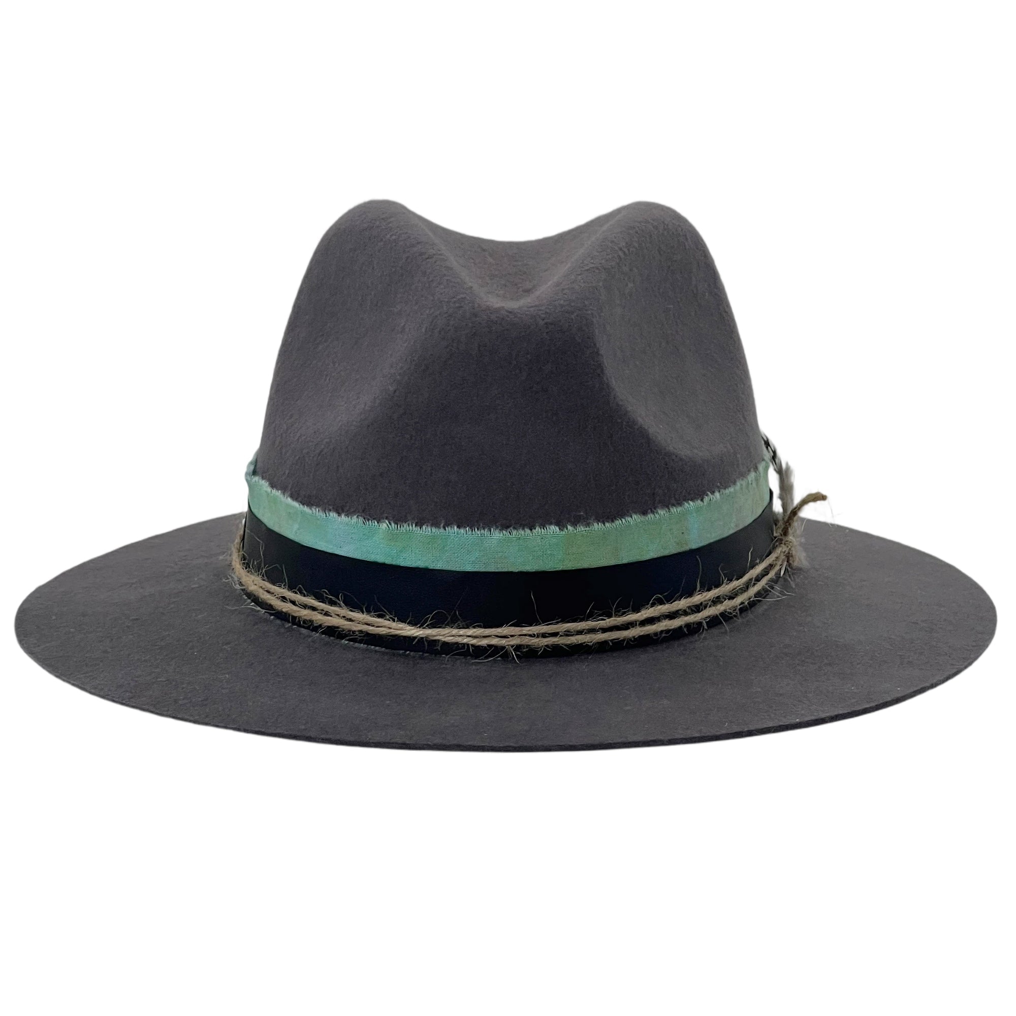 Gray Felt Hat – Blue-Green Dye & Mixed Accents