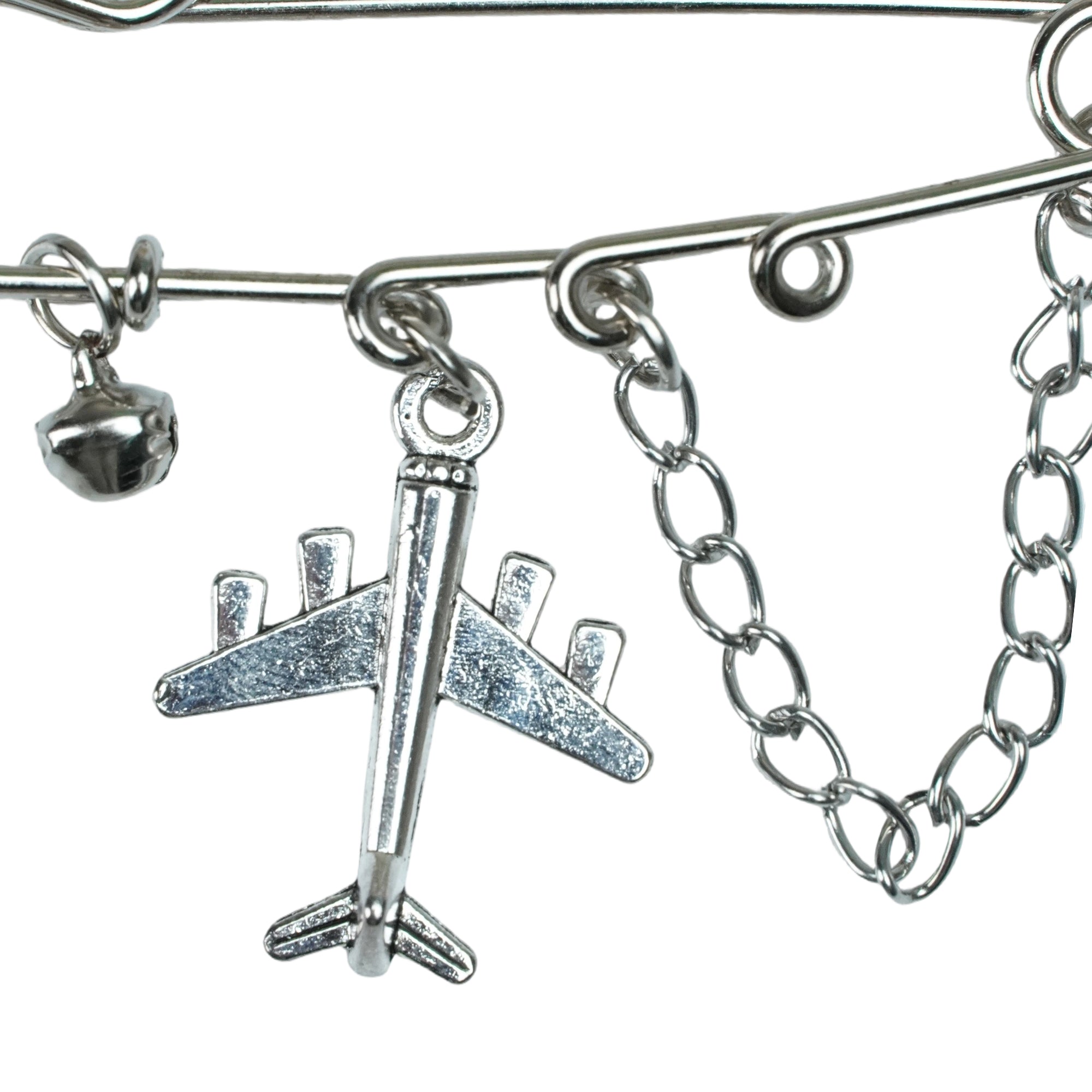 SILVER PLANE CHARM HAT PIN