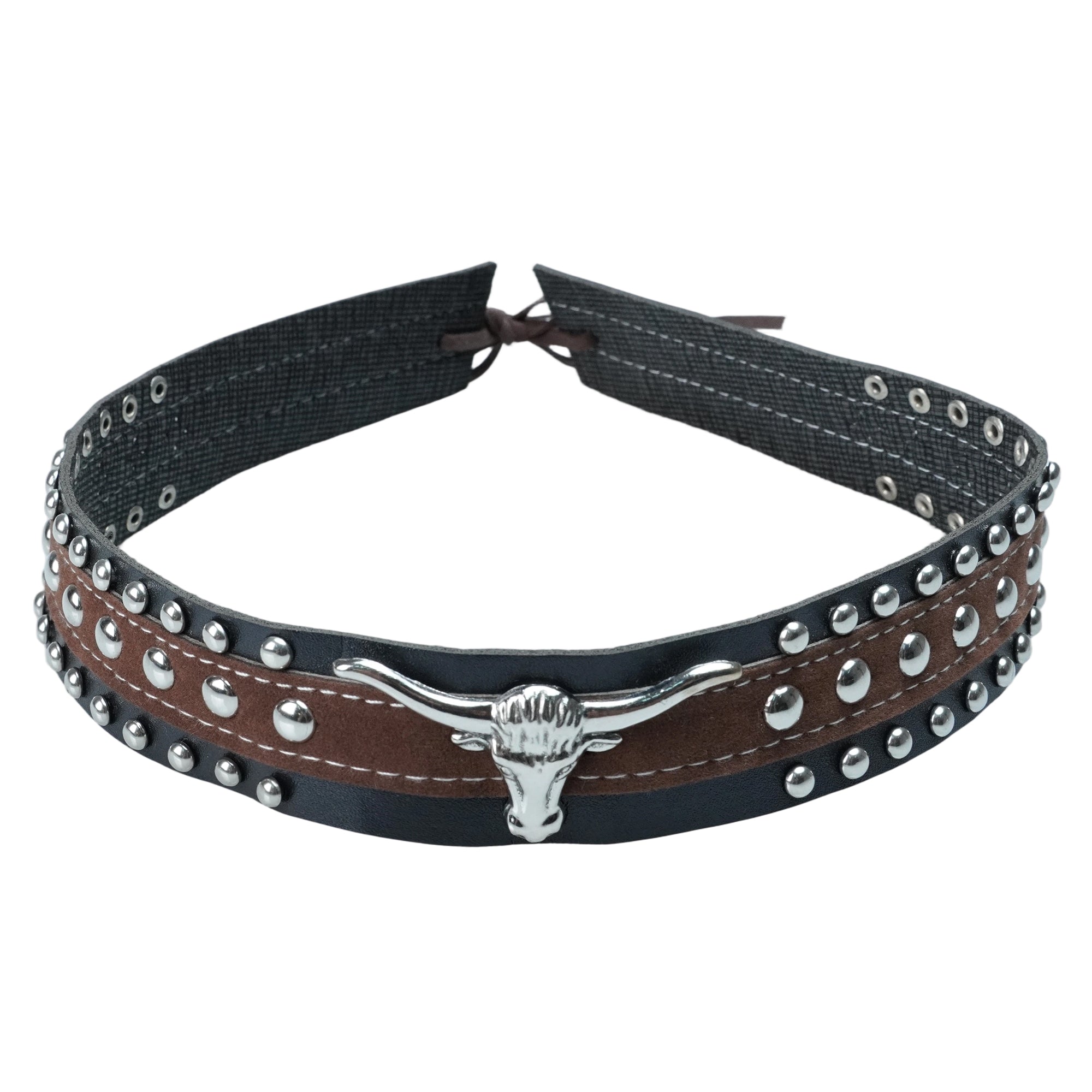 BLACK BROWN BULL LEATHER HAT BAND