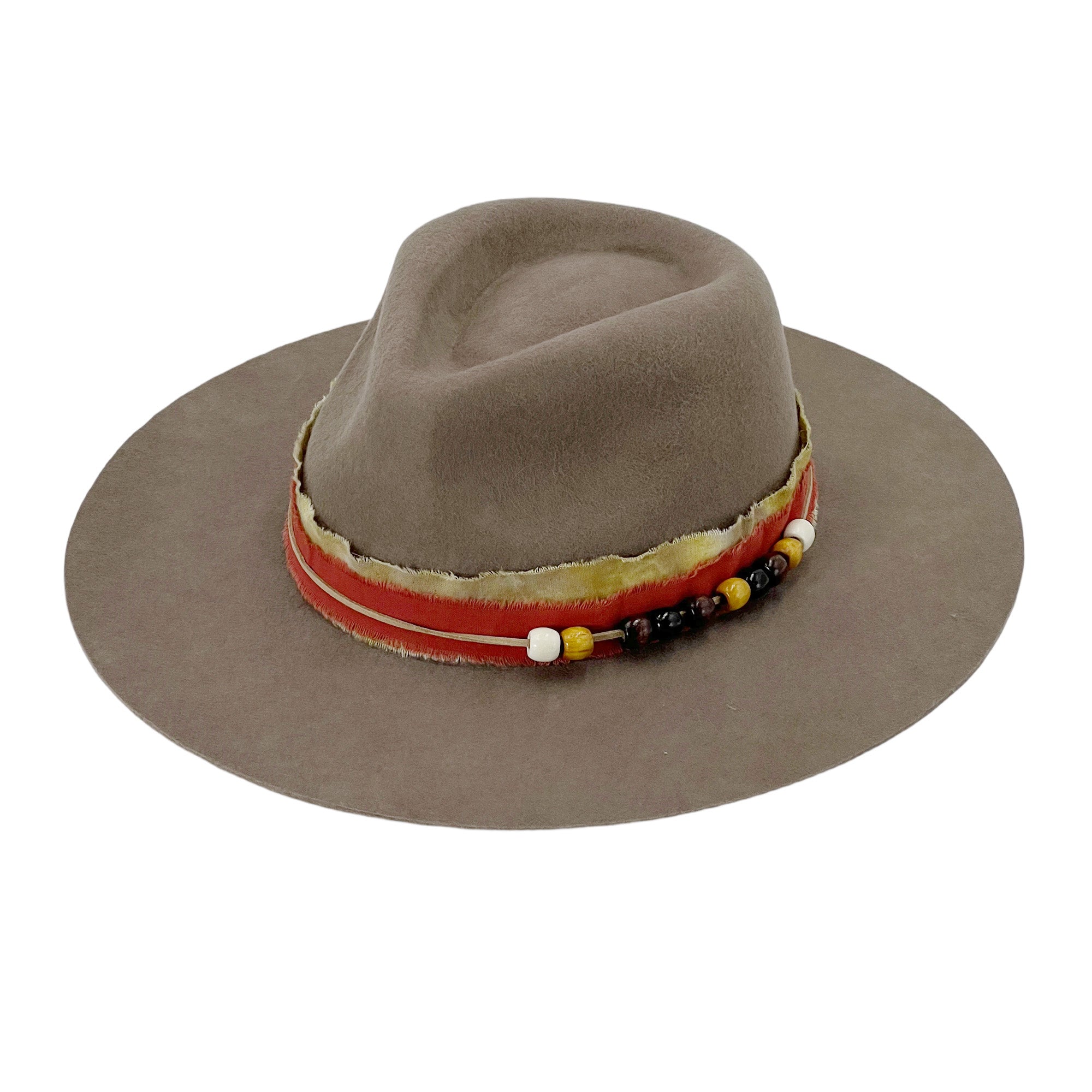 Khaki Gray Wide-Brim Hat