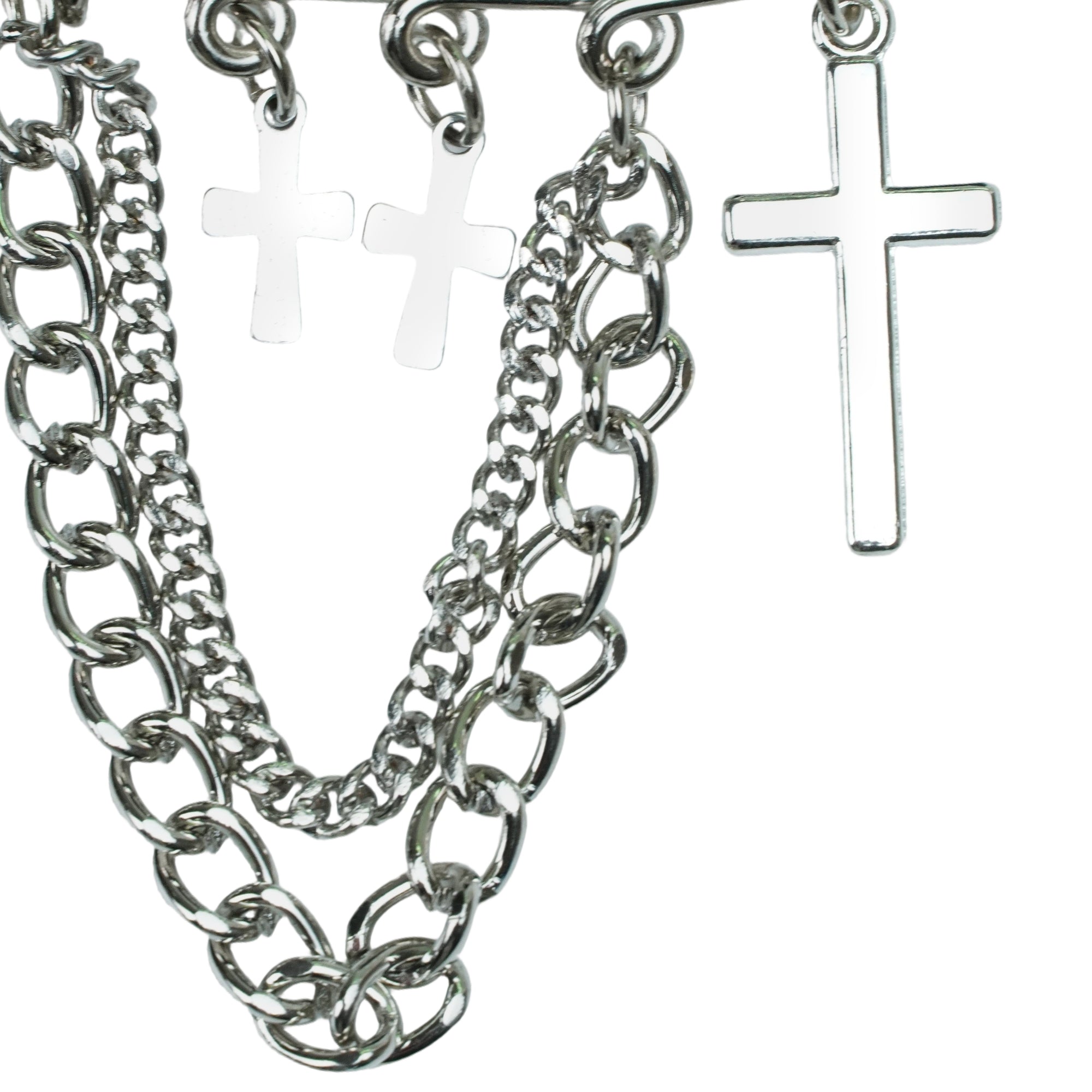 SILVER CROSS CHAIN HAT PIN