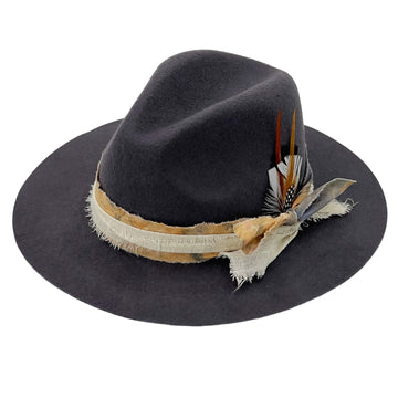 Modern Gray Hat – Feather Accent Detail