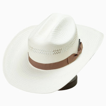 Off-White Breathable Straw Fedora with Brown Ribbon Band & Bow