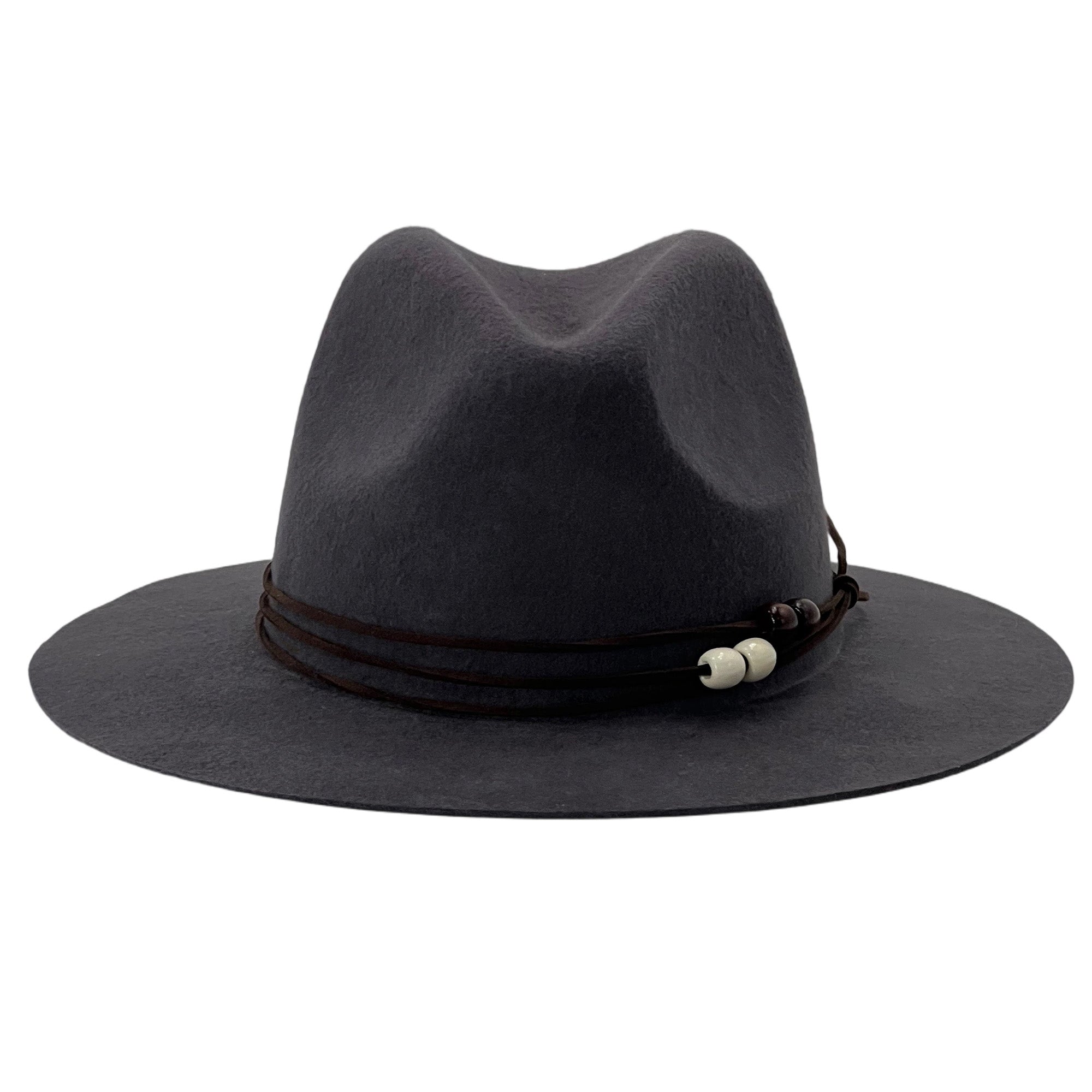 Deep Gray Flat-Brim – Beaded Accent Detail