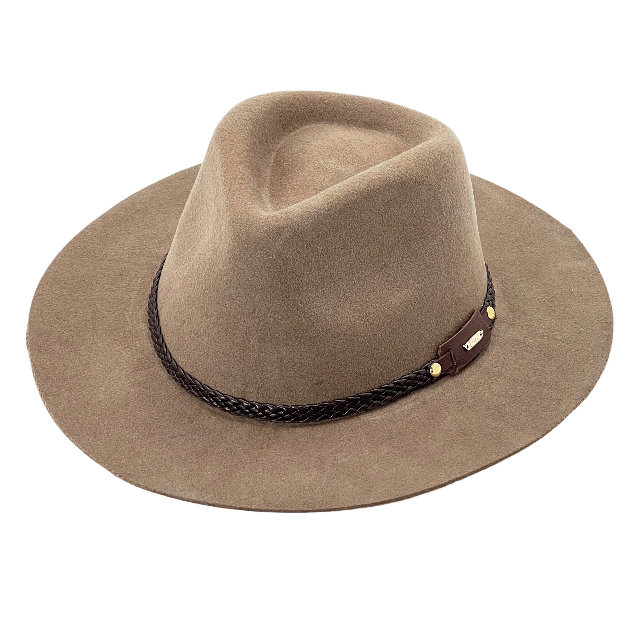 Earth-Tone Flat-Brim – Woven Leather Band