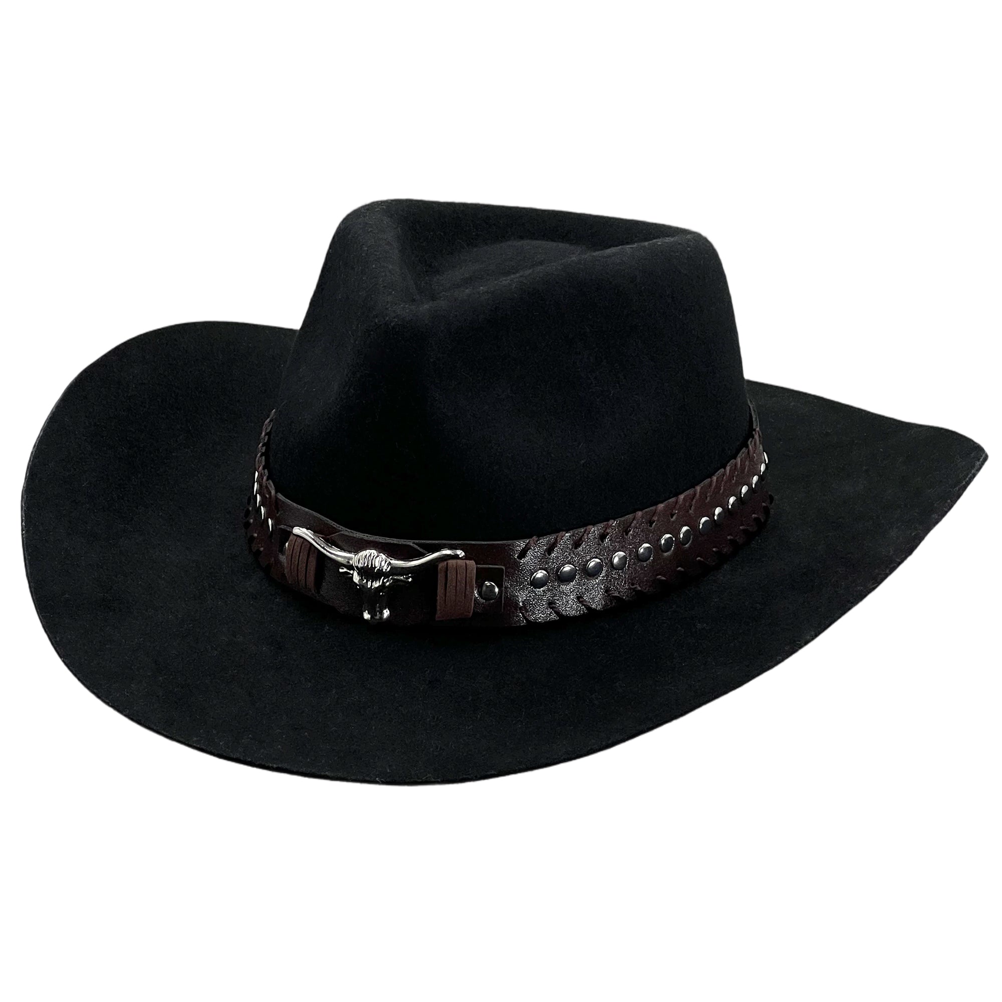 Cowboy Hat – Leather Band, Metal Cow