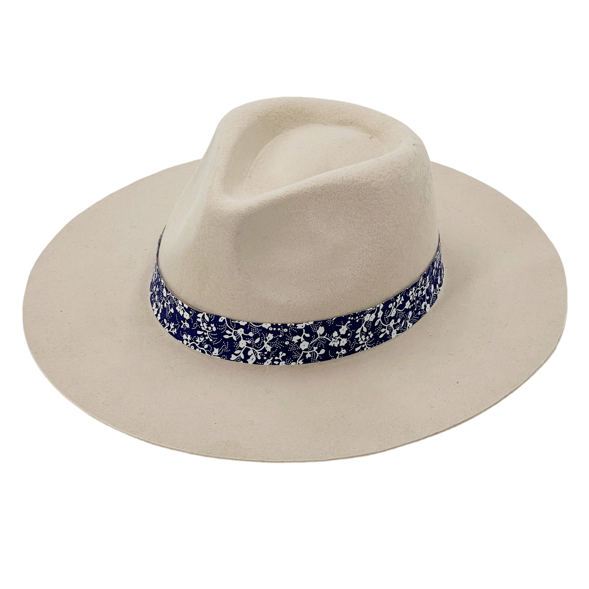 Custom Floral Band Hat – Ivory White