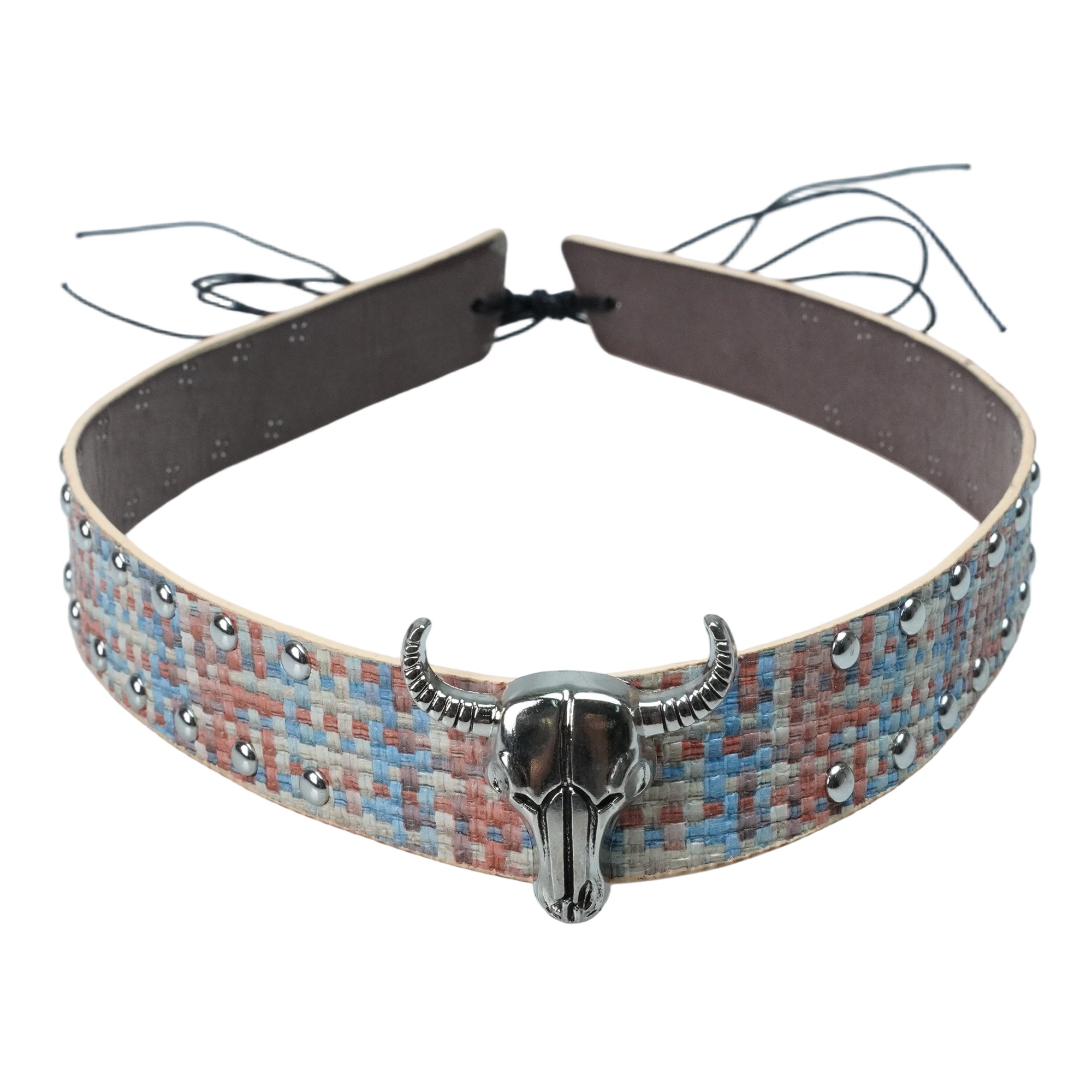 COLORFUL BRAIDED METAL LEATHER HAT BAND
