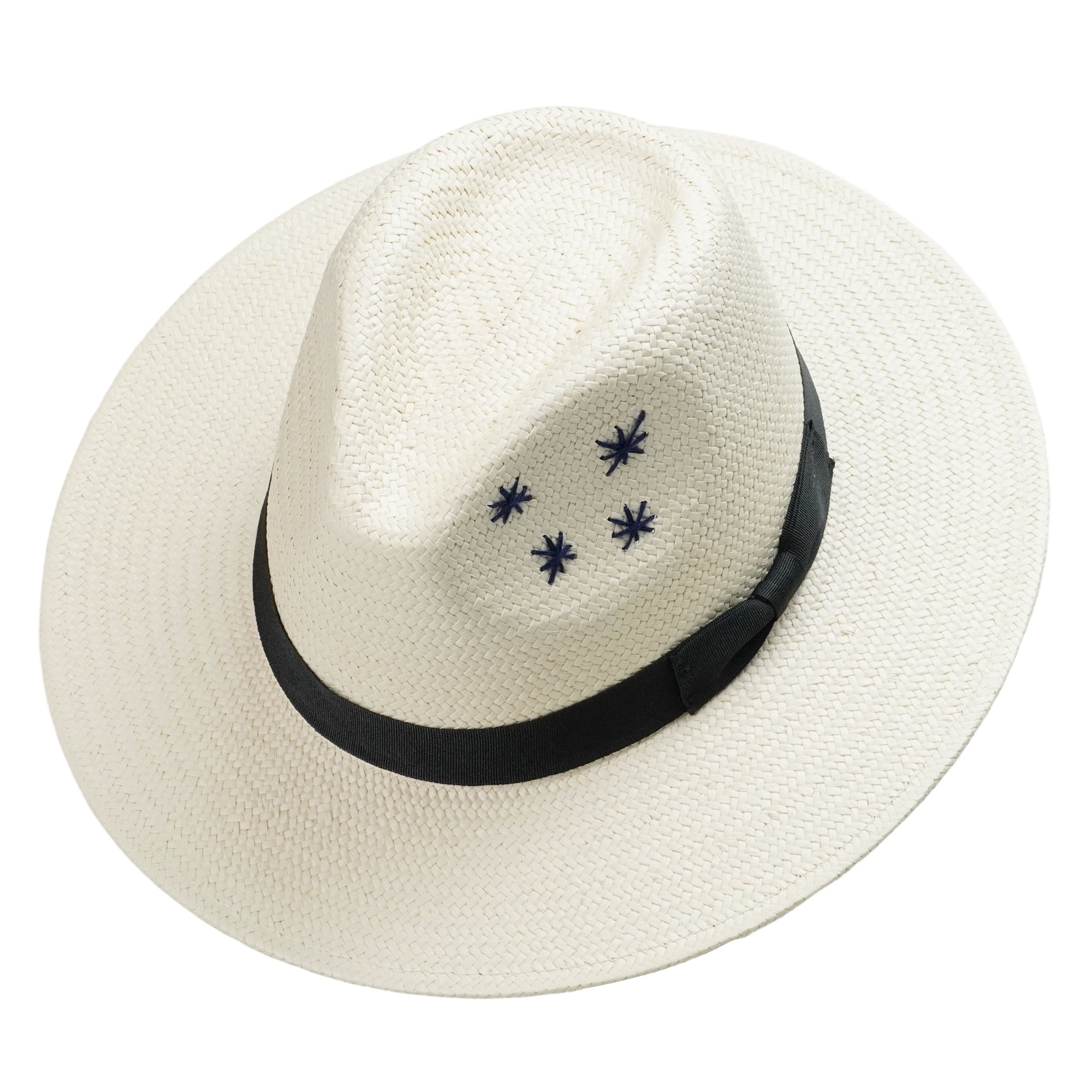 Off-White Straw Hat - Classic Teardrop with Star Detail